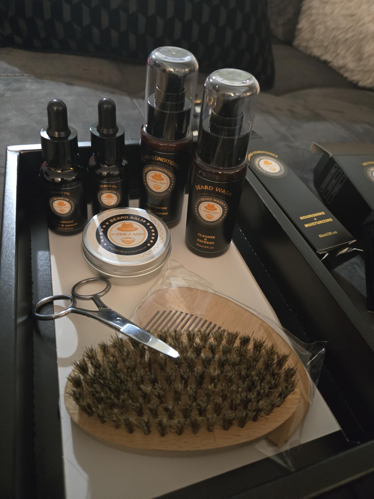 XIKEZAN Beard Kit Gifts for Men Grooming/Care-Soften,Soothe Beard GoodScent | Mens Gift Set Birthday Valentines Fathers Easter Basket Gifts for Men Him Dad Husband Boyfriend Christmas Stocking Stuffers customer photo 2