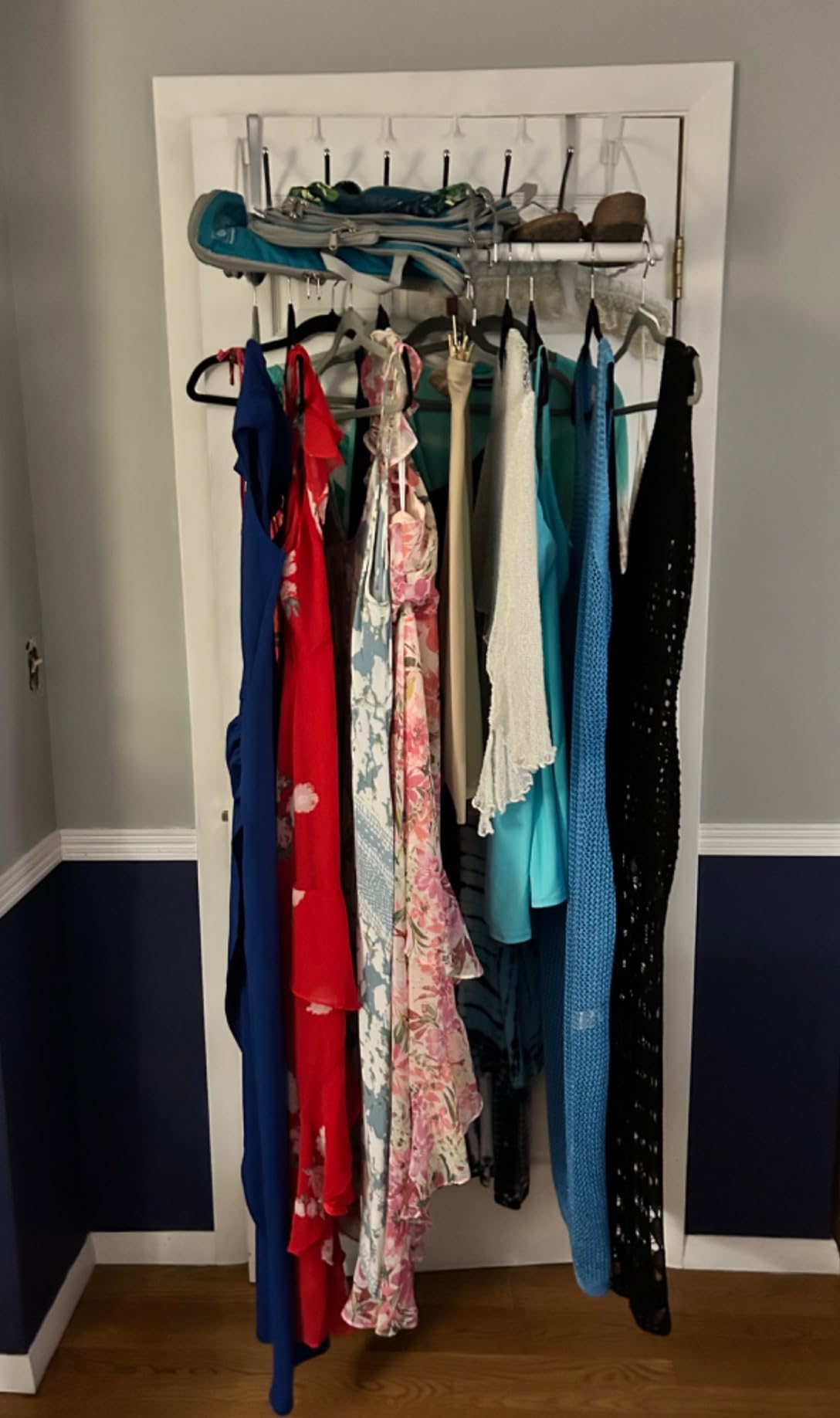 HOLDN' STORAGE Over The Door Hanger - Door Rack Hangers for Clothes - Space Saving Designed for Bedroom & Bathroom - Ideal for Clothes & Towels - Drying Rack, Gray customer photo 1