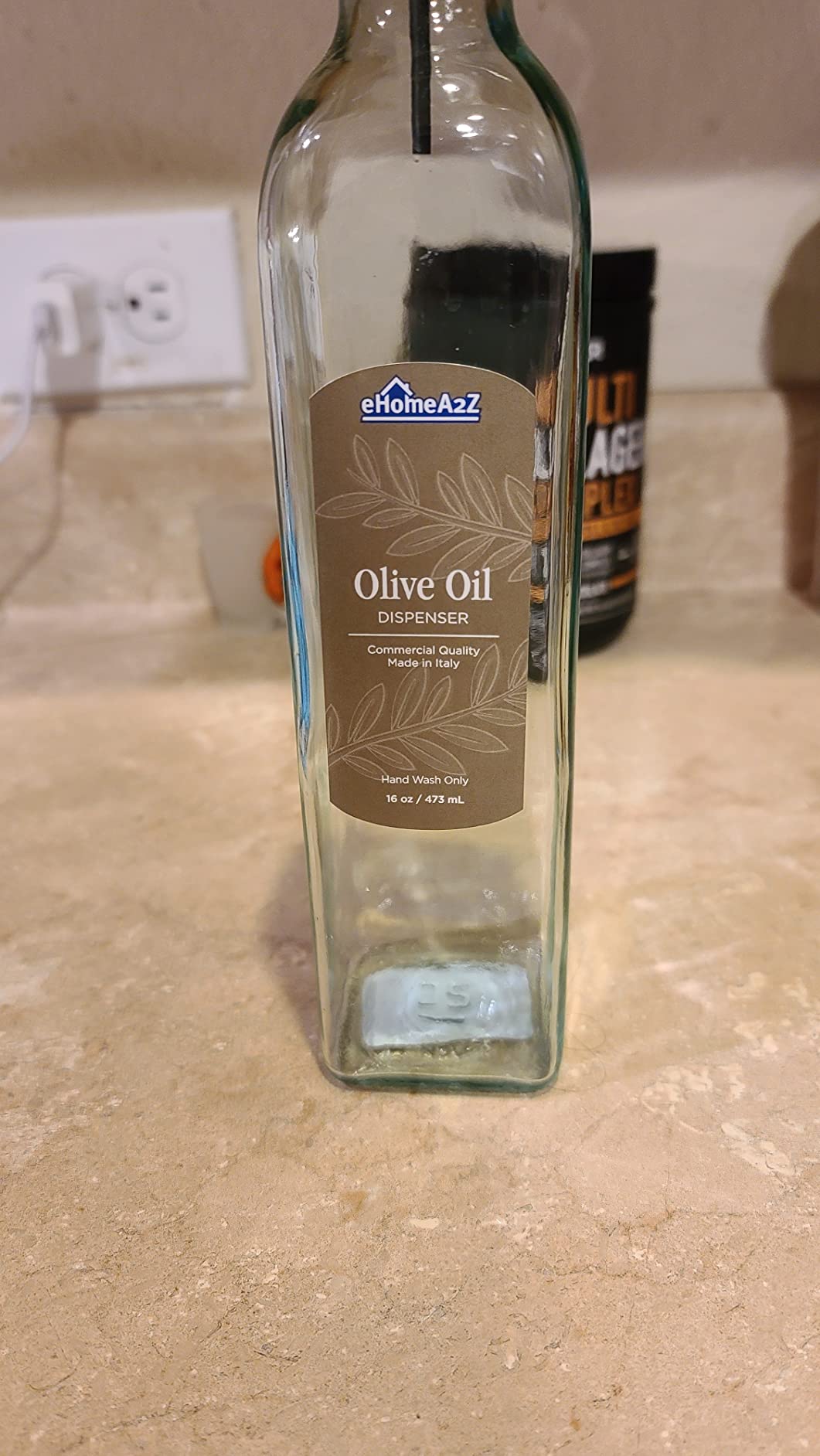 Olive Oil Dispenser Bottle - 16 oz, Made in Italy Glass Olive Oil and Vinegar Cruet with Stainless Steel Spout for Kitchen customer photo 2