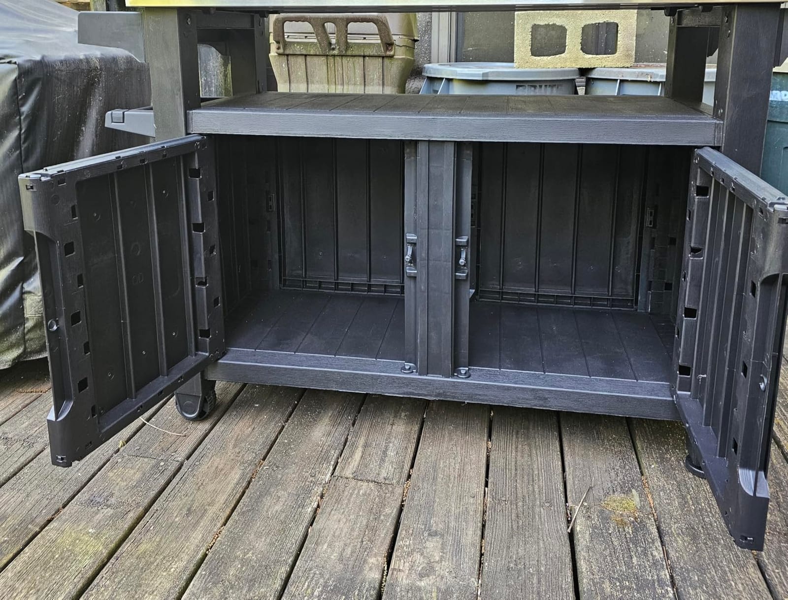 Keter Unity XL Portable Outdoor Table with Stainless Steel Top for Kitchen Prep and Outdoor Storage Cabinet for Grilling Accessories, Dark Grey customer photo 2