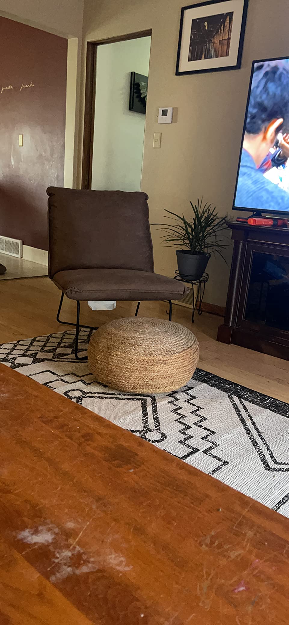 Decor Therapy Round Pouf Ottoman Footrest, Natural Jute Woven, Boho Pouf customer photo 1
