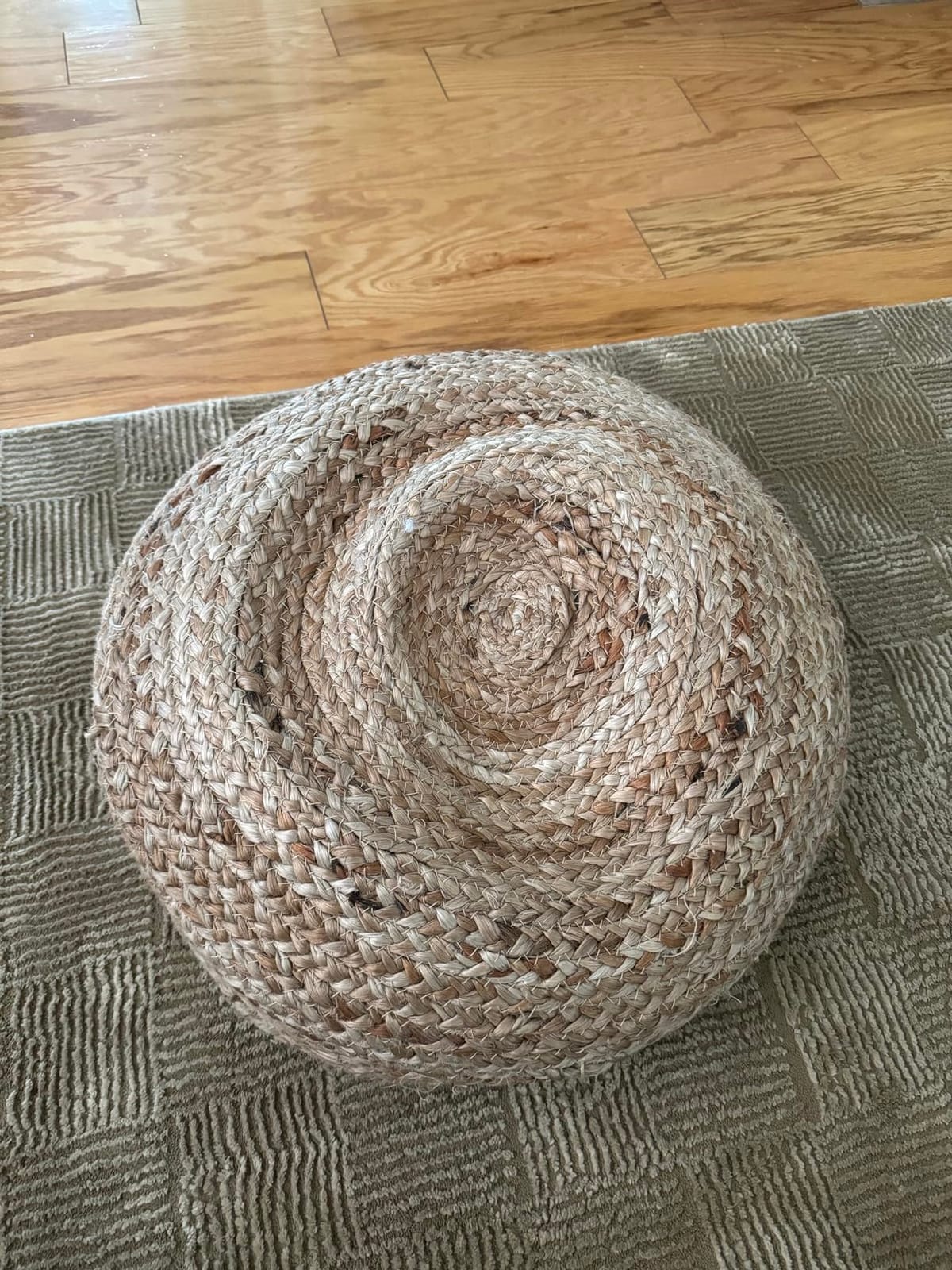 Decor Therapy Round Pouf Ottoman Footrest, Natural Jute Woven, Boho Pouf customer photo 2