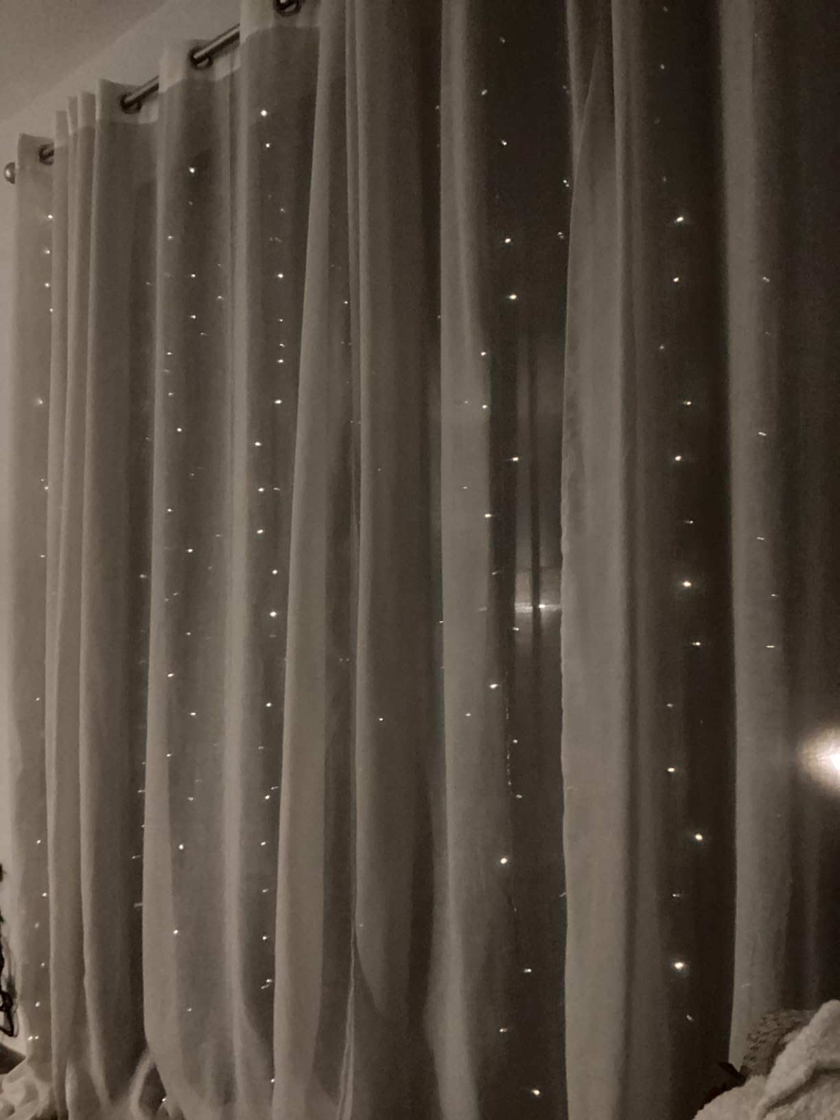 JMEXSUSS 300 LED Remote Control Curtain Lights, Plug in Fairy Curtain Lights Outdoor, Window Wall Hanging String Lights for Bedroom Indoor Dorm Backdrop Wedding Party Patio Christmas Decor, Warm White customer photo 1