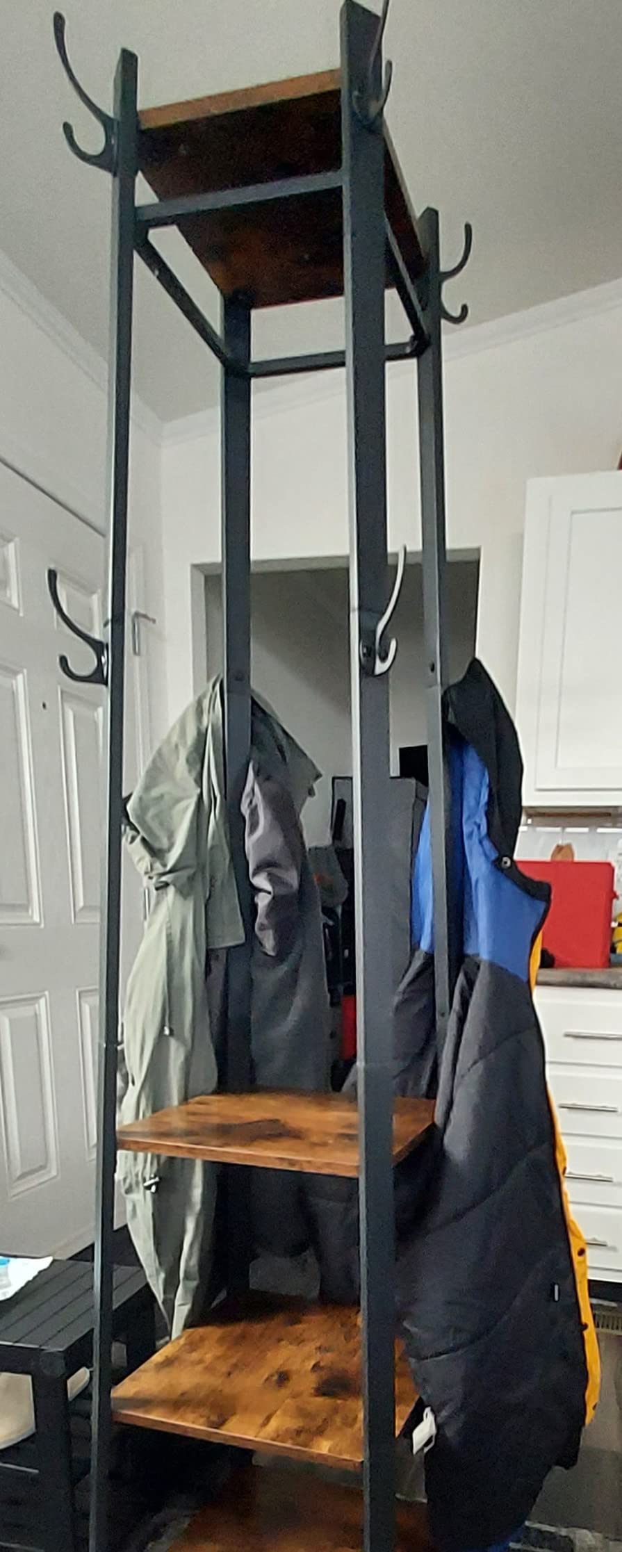 VASAGLE Coat Rack Freestanding, Hall Tree with 2 Shelves | Coat Hanger Stand, Rustic Brown and Black, COLTEN Collection customer photo 2