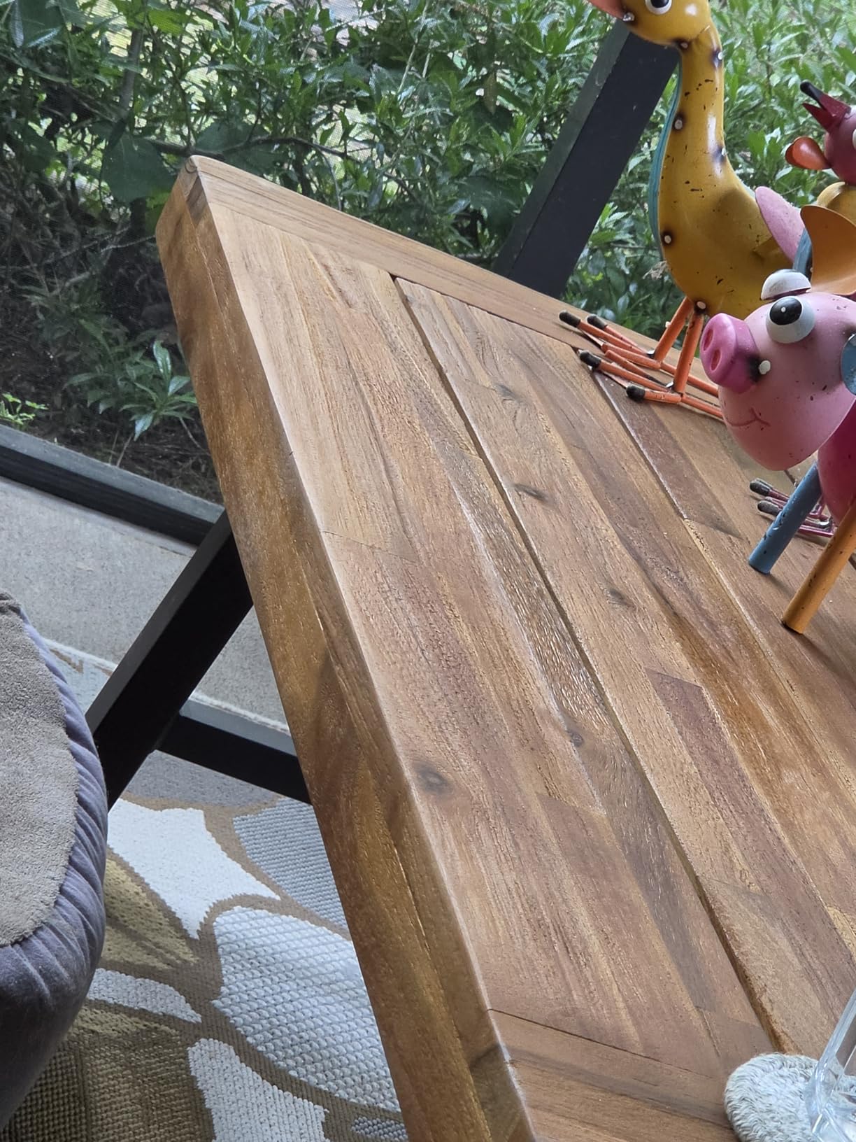 Christopher Knight Home Carlisle Outdoor Acacia Wood Coffee Table, Sandblast/Rustic Metal customer photo 2