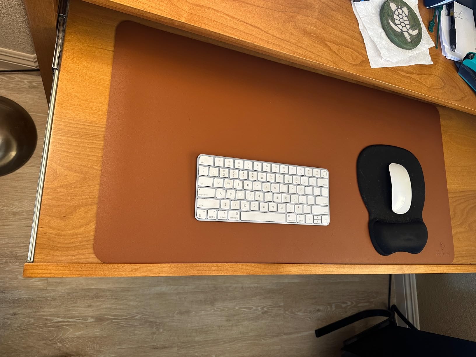 K KNODEL Large Office Desk Mat, Leather Mouse Pad (31.5