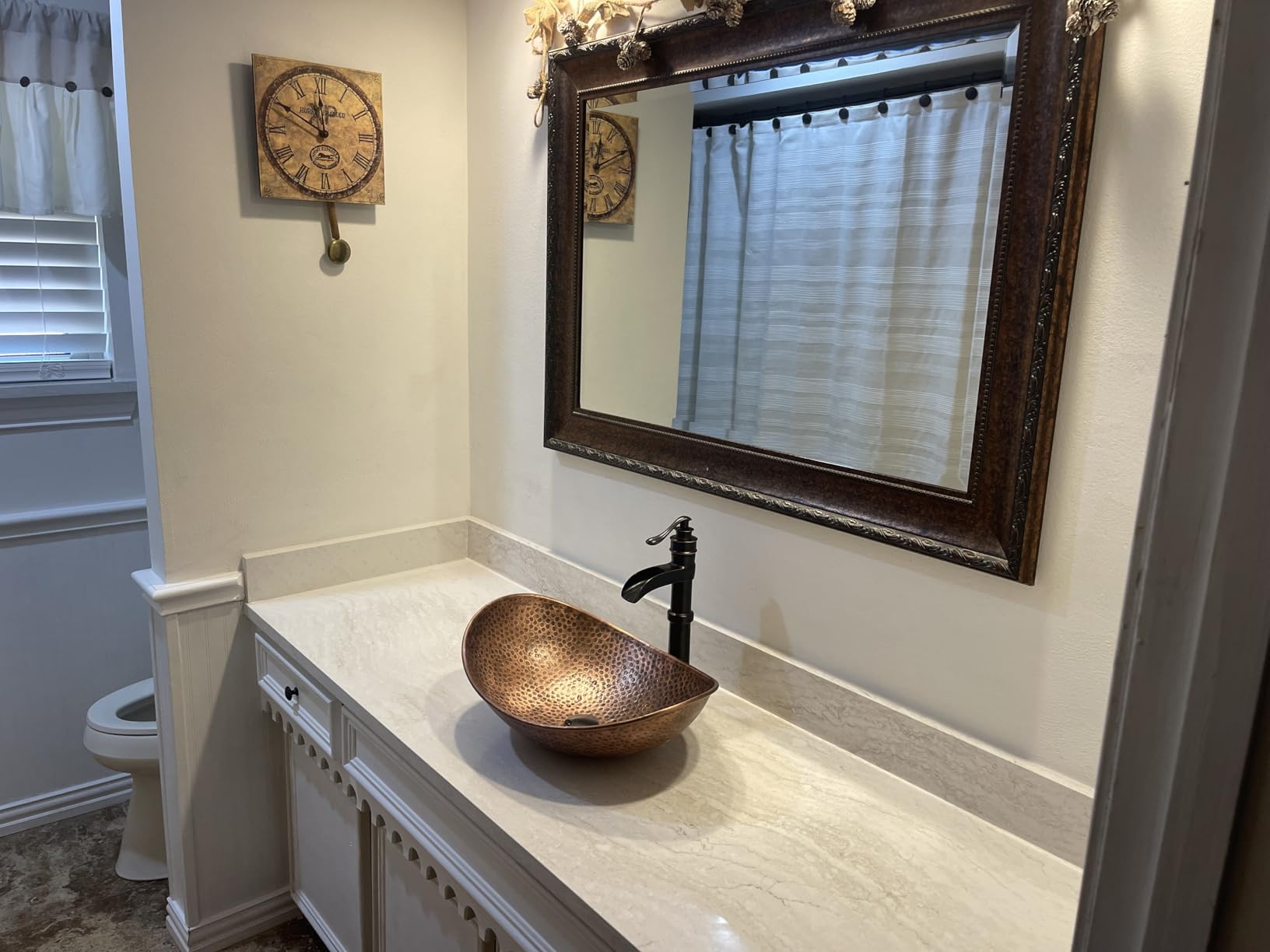 Monarch Abode Bathroom Sink - 19-Inch Harbor Vessel Bathrooms Countertop Sink, Bathroom Vessel Sinks, Above Counter Hand Hammered Pure Copper Bath Sinks for Restroom Vanity or Powder Room customer photo 1