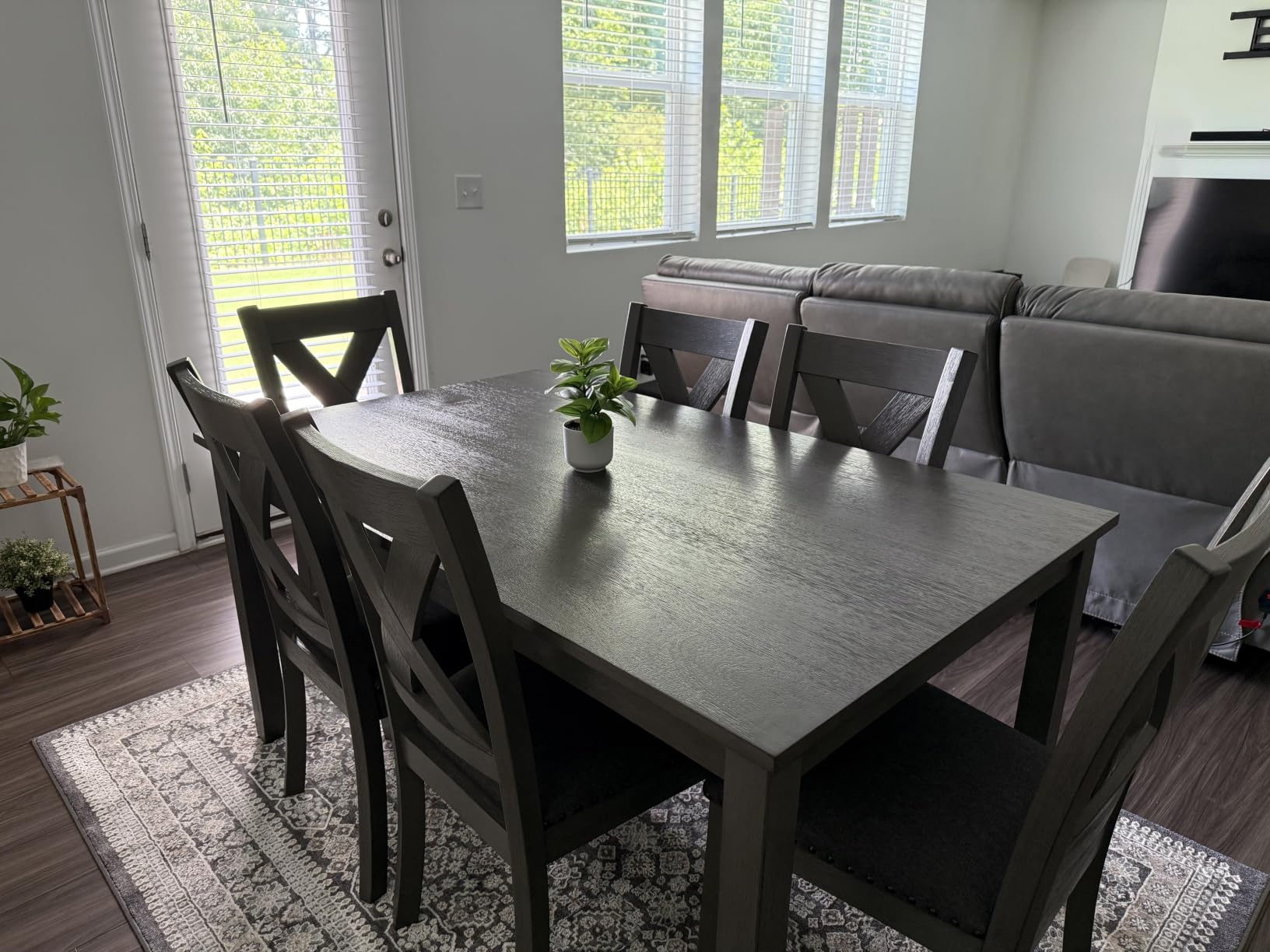 Signature Design by Ashley Skempton 7-Piece Dining Table Set for 6 | Solid wood, engineered wood & acacia veneer construction, 60-in table, Cushioned polyester seating, Two-tone finish customer photo 1