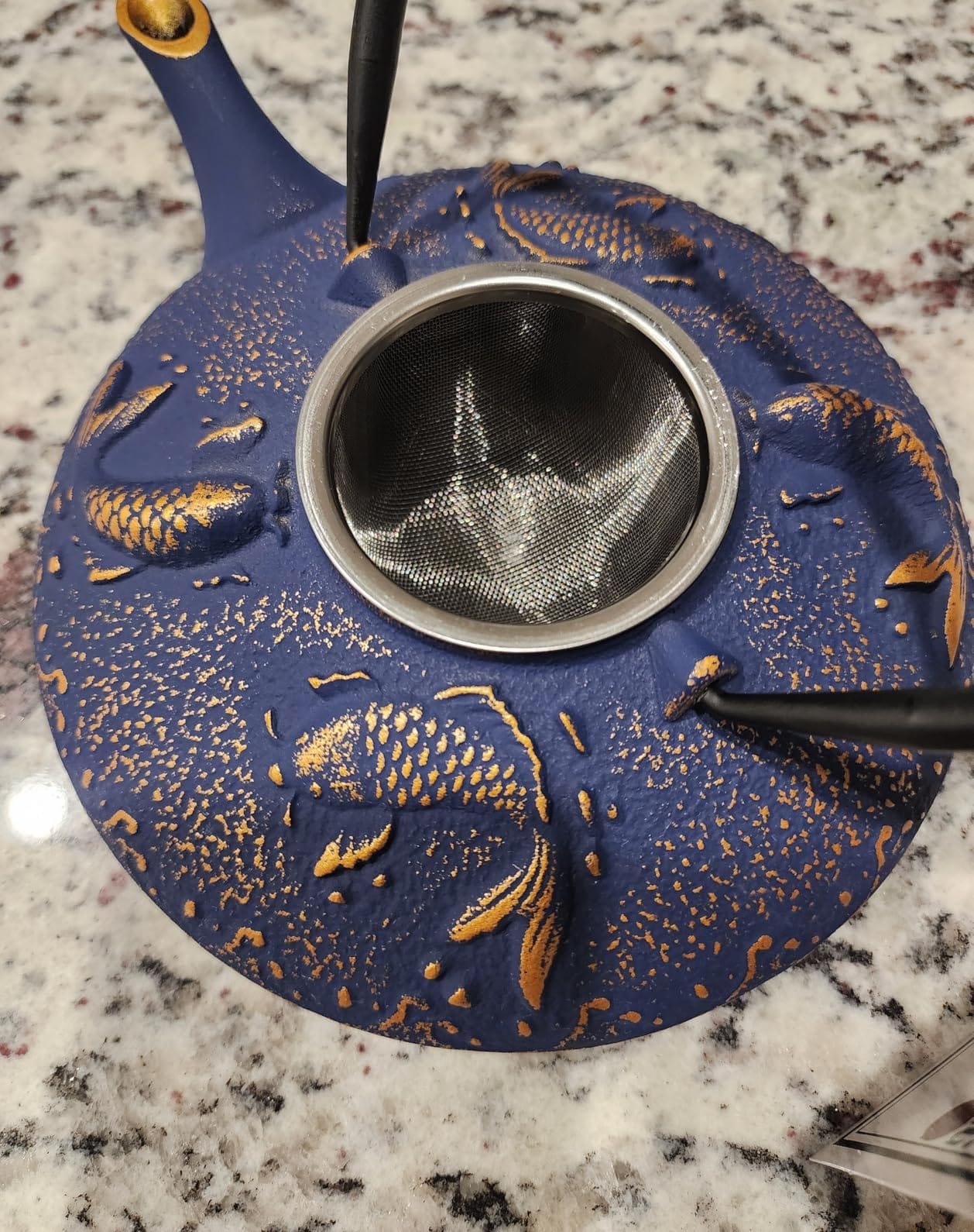 Blue Butterfly Cast Iron Tea Set, 2 Cups, 2 Saucers, Infuser & Trivet | Enamel Interior - Stainless Steel Infuser - 7-Piece Set - Induction - Gas - Electric - Ceramic - Halogen - Gift Box customer photo 2