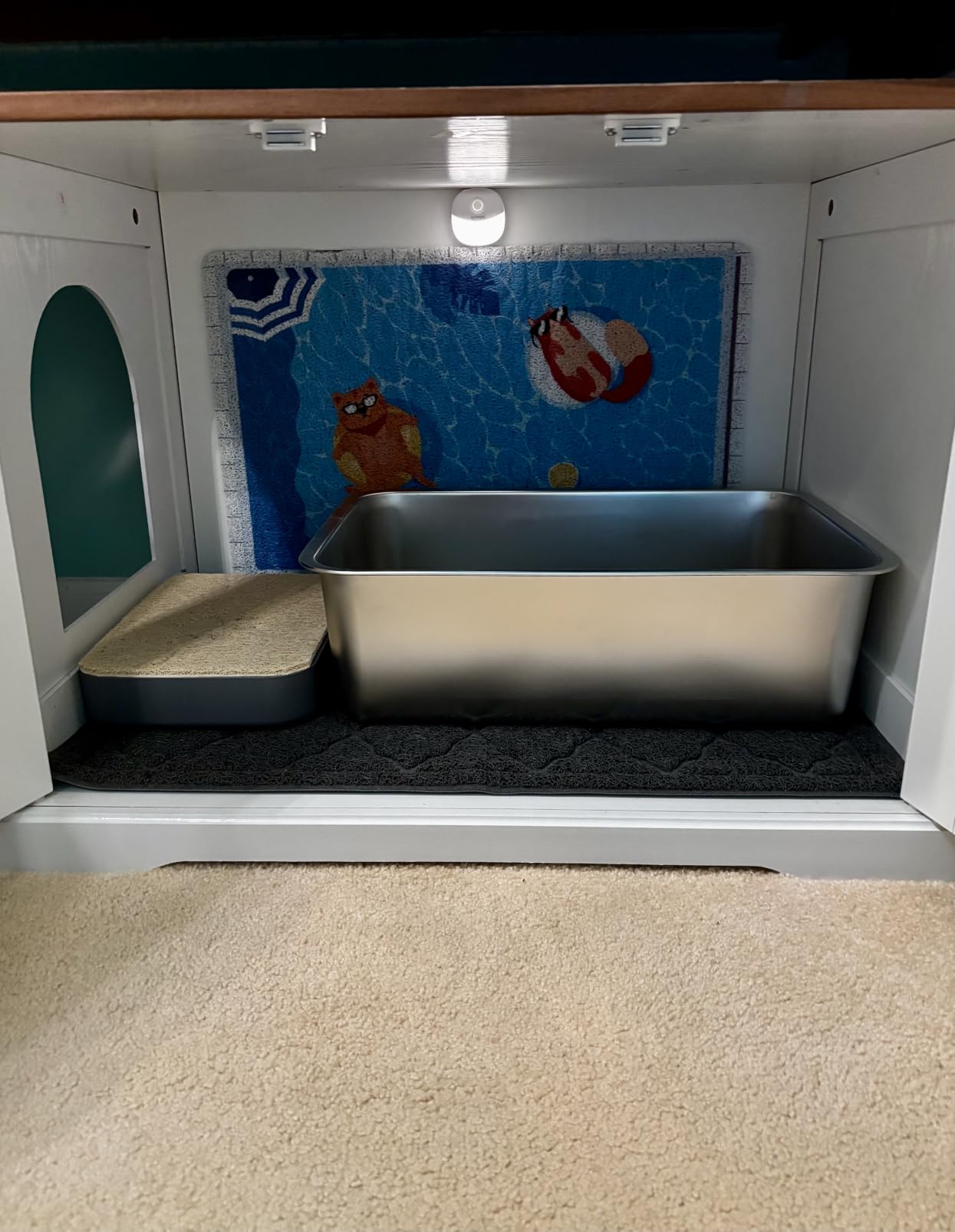 unipaws Cat Litter Box Enclosure Furniture, Hidden Litter Box Cover | Cat Washroom, Cabinet for Large Cat, Dog Proof Cat Litter Boxes, Hideaway Litter Box, Cat House customer photo 2