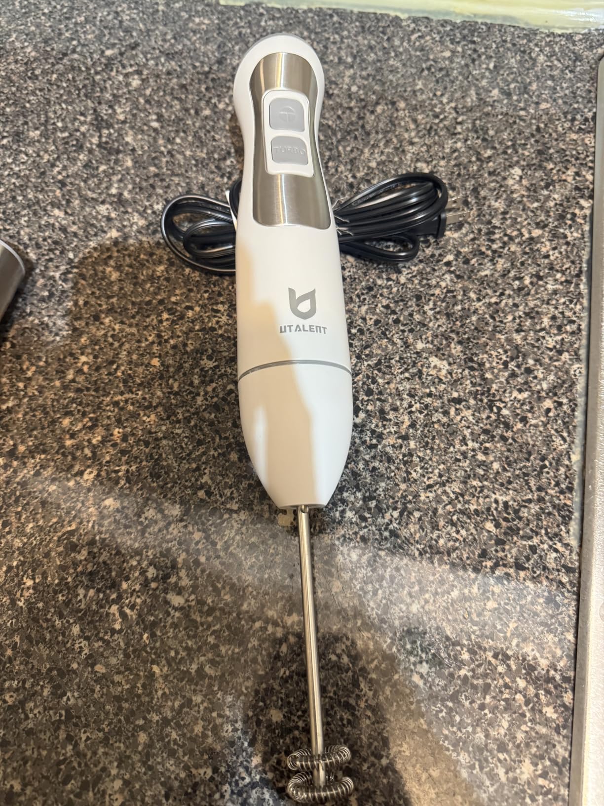 UTALENT 3-in-1 Immersion Hand Blender - Puree Baby Food, Sauces and Soups | 8-speed stick blender, Pure Copper Winding Motor, 5.2 feet power cord, 4-point Ice crush SS blade, Egg whisk, Milk frother customer photo 2
