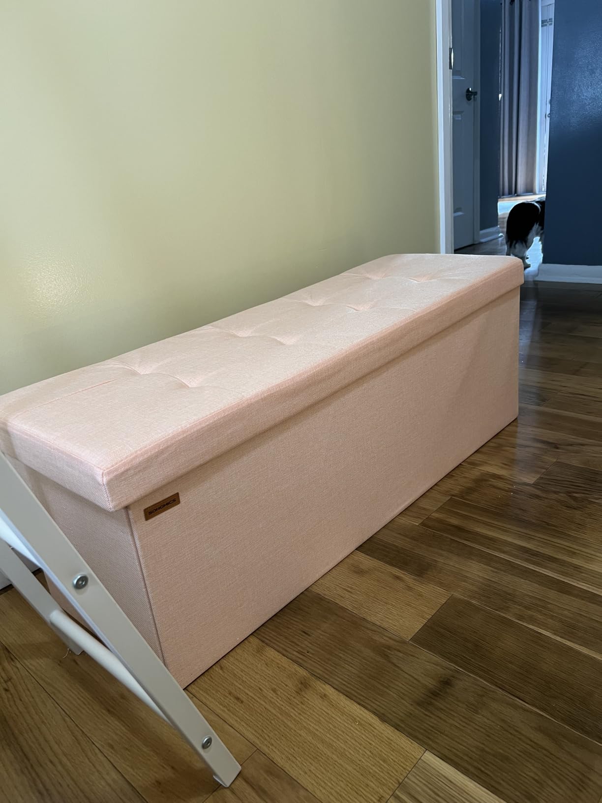 SONGMICS 43.3 Inches Folding Storage Ottoman Bench, Load 660 lb | Ottoman Foot Rest, Storage Chest, for Living Room, Entryway, Slate Gray and Ink Black, MINOTA Collection ULSF77K customer photo 1
