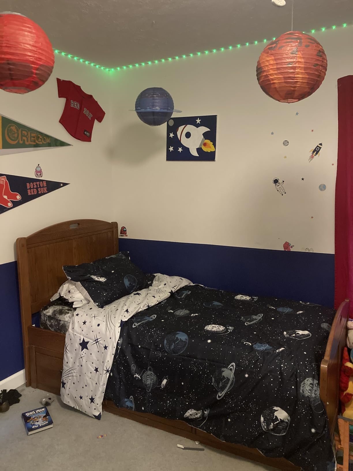 Galaxy Space Bedding Twin Boy, Microfiber Planet Boy Duvet Cover Twin Gift for Teens Kids, Universe Duvet Cover Lightweight customer photo 1