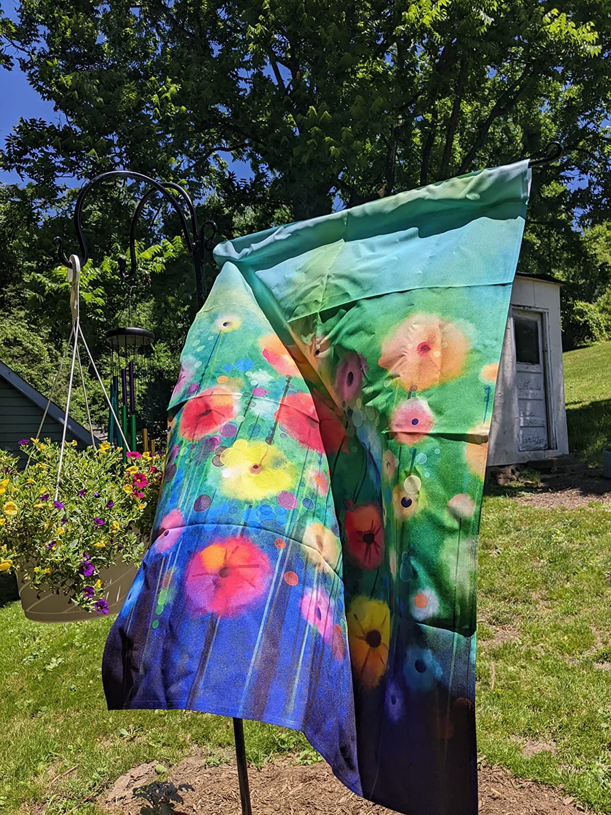 Abstract Green Floral Flowers Spring Flags 12x18 Double Sided | summer garden flag, decorative flags for outside, watercolor, outdoor banners, for patio yard lawn, weatherproof customer photo 2