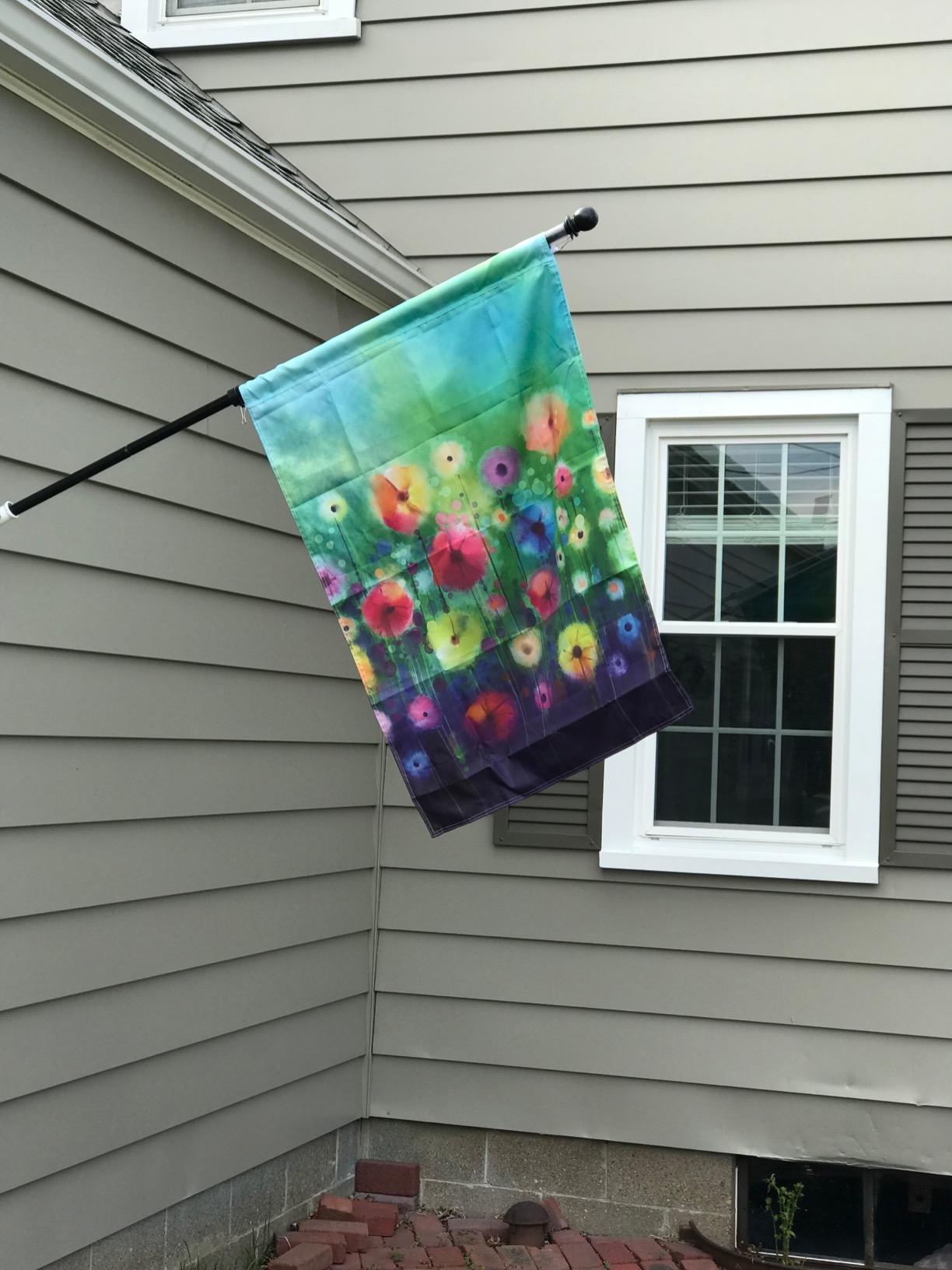 Watercolor Abstract Spring Summer Seasonal Green Floral Flowers Art House Flag 28
