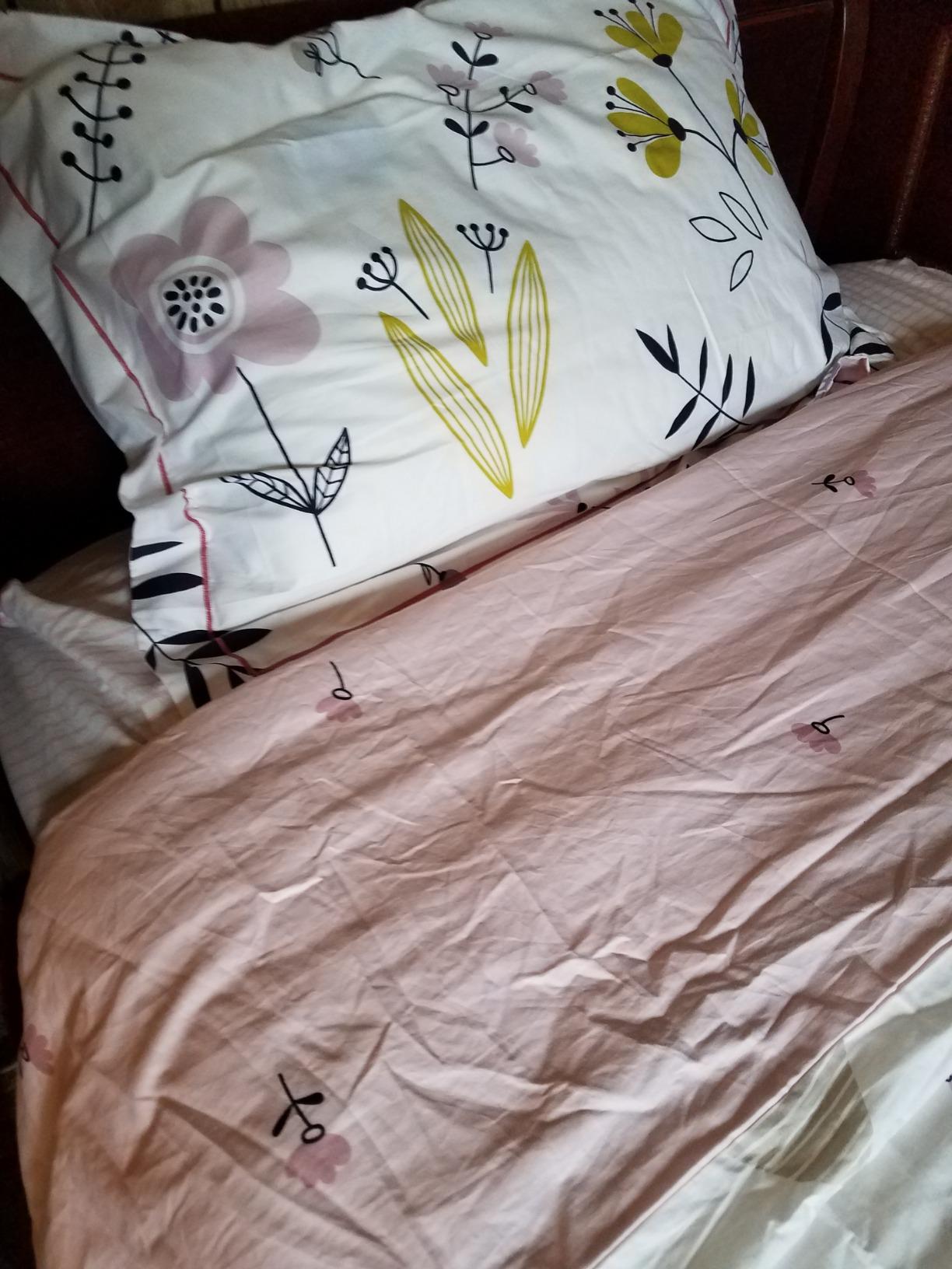 HighBuy Girls Duvet Cover Twin Floral Aesthetic Bedding Set White Pink Premium Cotton Teens Flower Kids Coquette Bedding Set 1 Comforter Cover with 2 Pillowcaes,Soft Branches Boho Bedding Pink customer photo 1