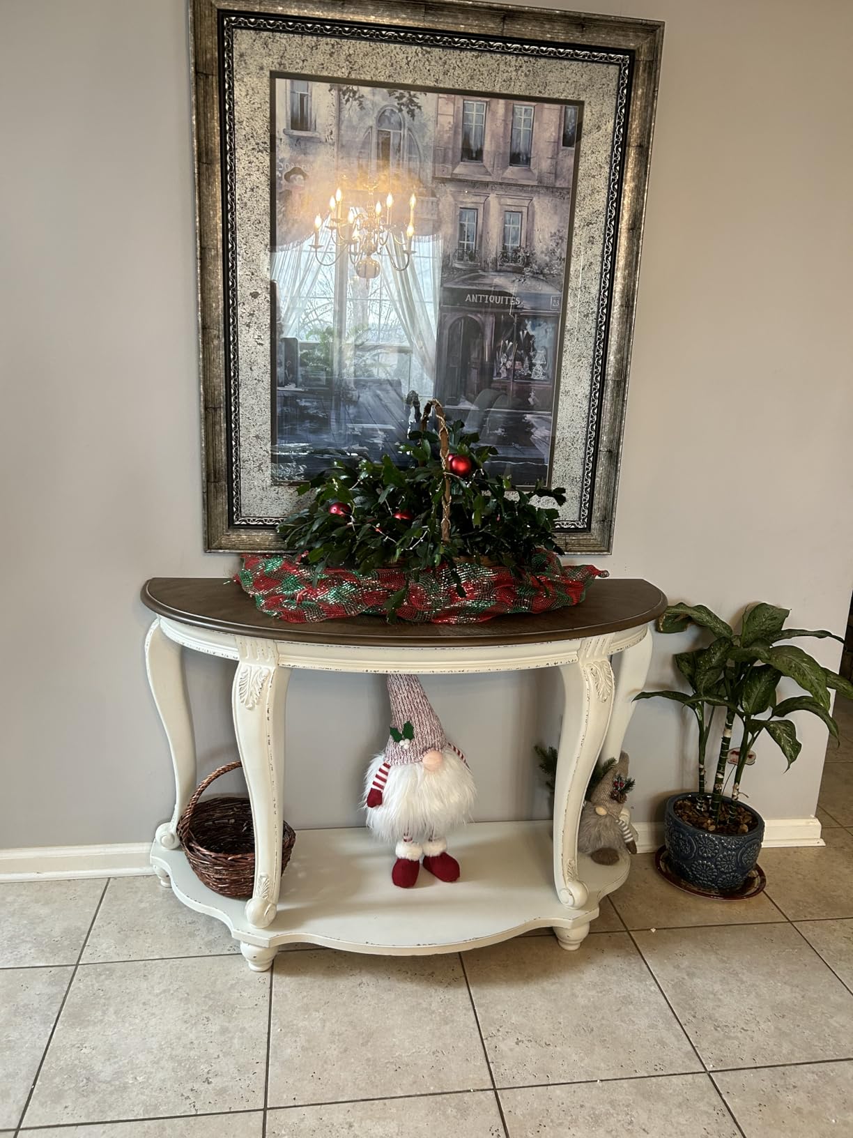 Signature Design by Ashley Realyn French Country Semi-Circle Console Table, White & Brown customer photo 1