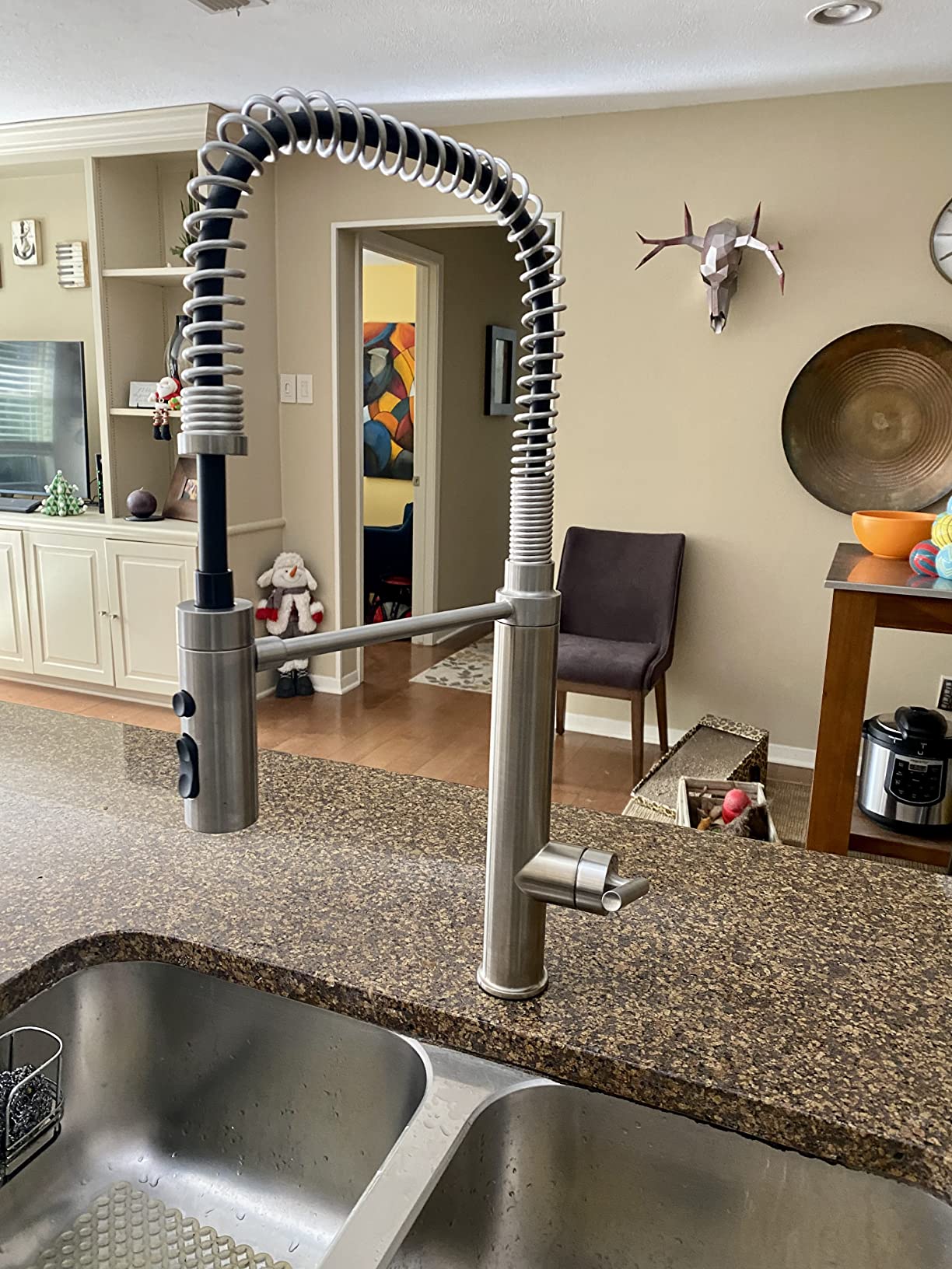 KOHLER 24982-CP Purist Commercial Style Pre-Rinse Kitchen Faucet with 3-Function Sprayhead, Kitchen Sink Faucet with Pull Down Sprayer, Polished Chrome customer photo 1