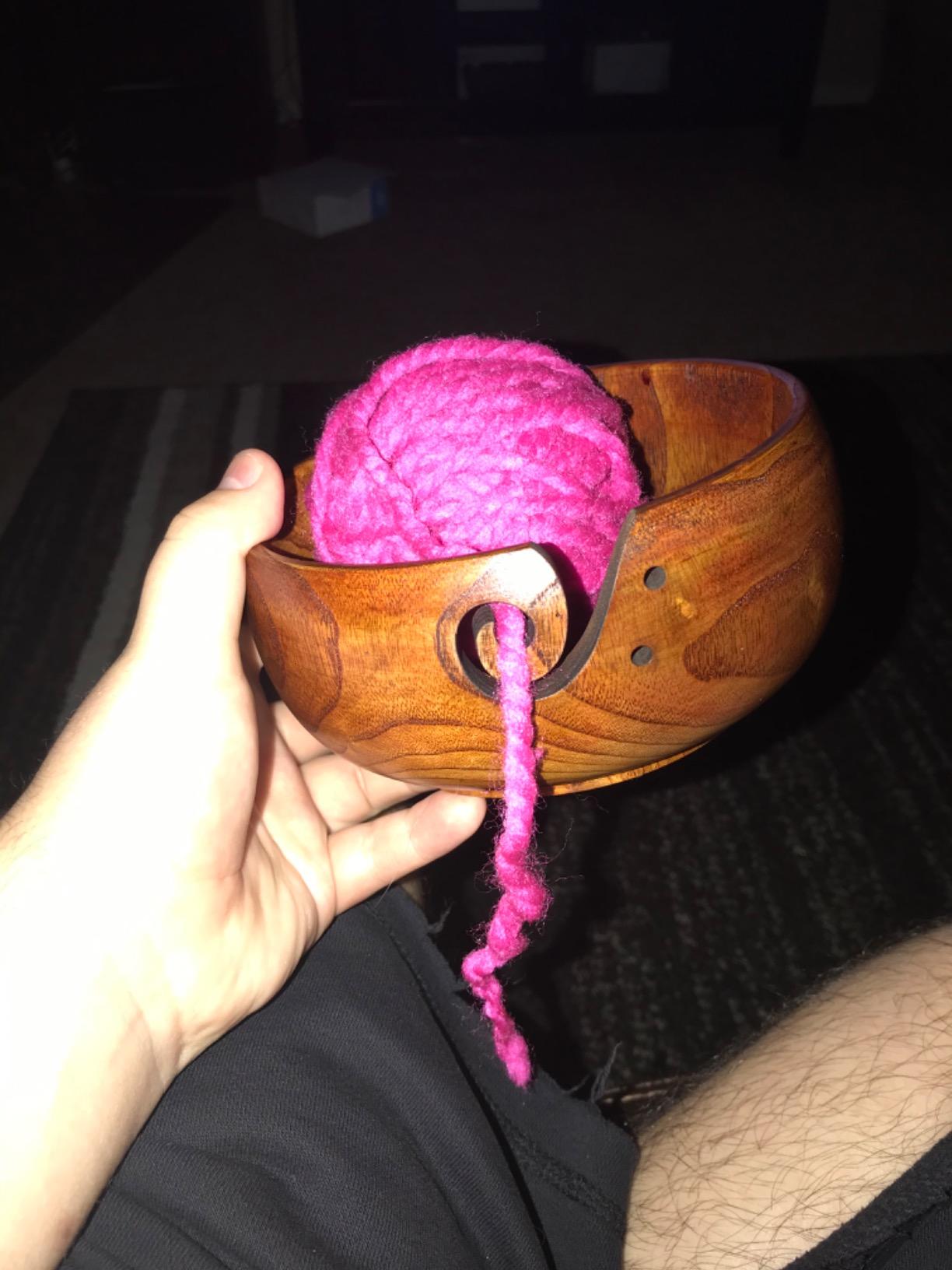 Wooden Yarn Bowl, Knitting Yarn Bowl with Holes Storage Handmade to Prevent Slipping, Perfect Yarn Bowl for Crocheting and Knitting Mothers Day Gift customer photo 1