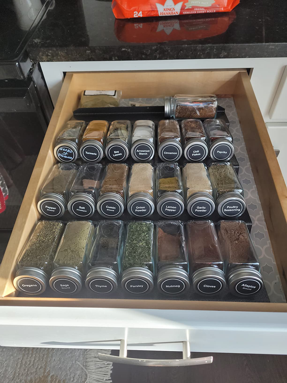 LYNK PROFESSIONAL Spice Drawer Organizer - Heavy Gauge Steel 4 Tier Rack - Drawer Insert Tray for Jars, Herbs and Seasoning - Kitchen Cabinet Storage - Silver Metallic, Large customer photo 1
