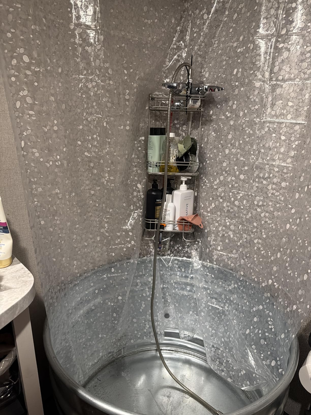 Bostofy Waterproof Shower Curtain Liner 8G EVA Thick Shower Curtain with Heavy Duty 3 Bottom Magnets, Shower Liner for Shower Stall, Bathtubs, 3D Pebble Pattern, 72 x 72,12 Hooks customer photo 2