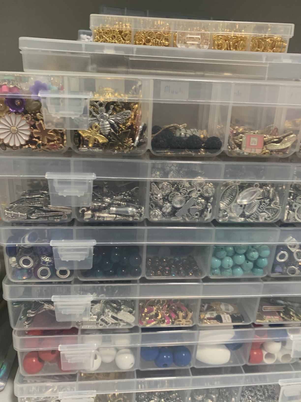 Bead Organizer Storage 2 Pack 36 Grid Jewelry Tackle Craft Box Adjustable | Clear Plastic, Adjustable Dividers, Label Stickers Included, for Beads Jewelry Crafts Fishing Tackle and Small Parts customer photo 1