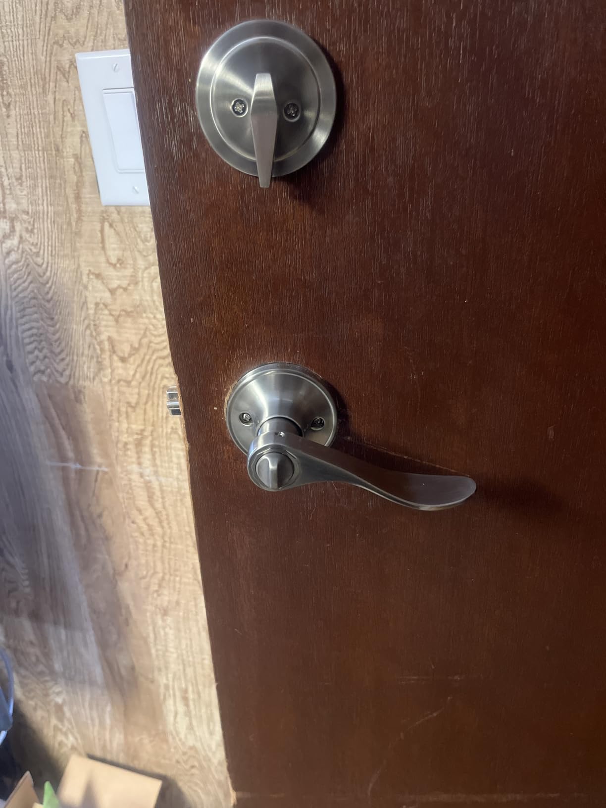 Gobrico Oil Rubbed Bronze Keyed-Alike Door Levers and Single Cylinder Deadbolts Combination Locksets, 2 Pack Front/Entry Handleset with Same Key, Reversible Wave Handles for Exterior Doors customer photo 2