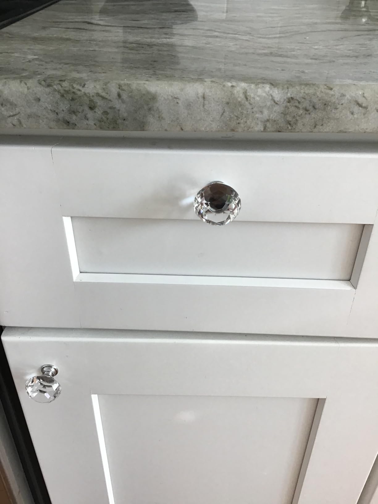 YourGift 12 Pack Drawer Knobs Diamond Shaped Crystal Glass 30mm Cabinet Knobs Pull Handles (Gold) customer photo 1