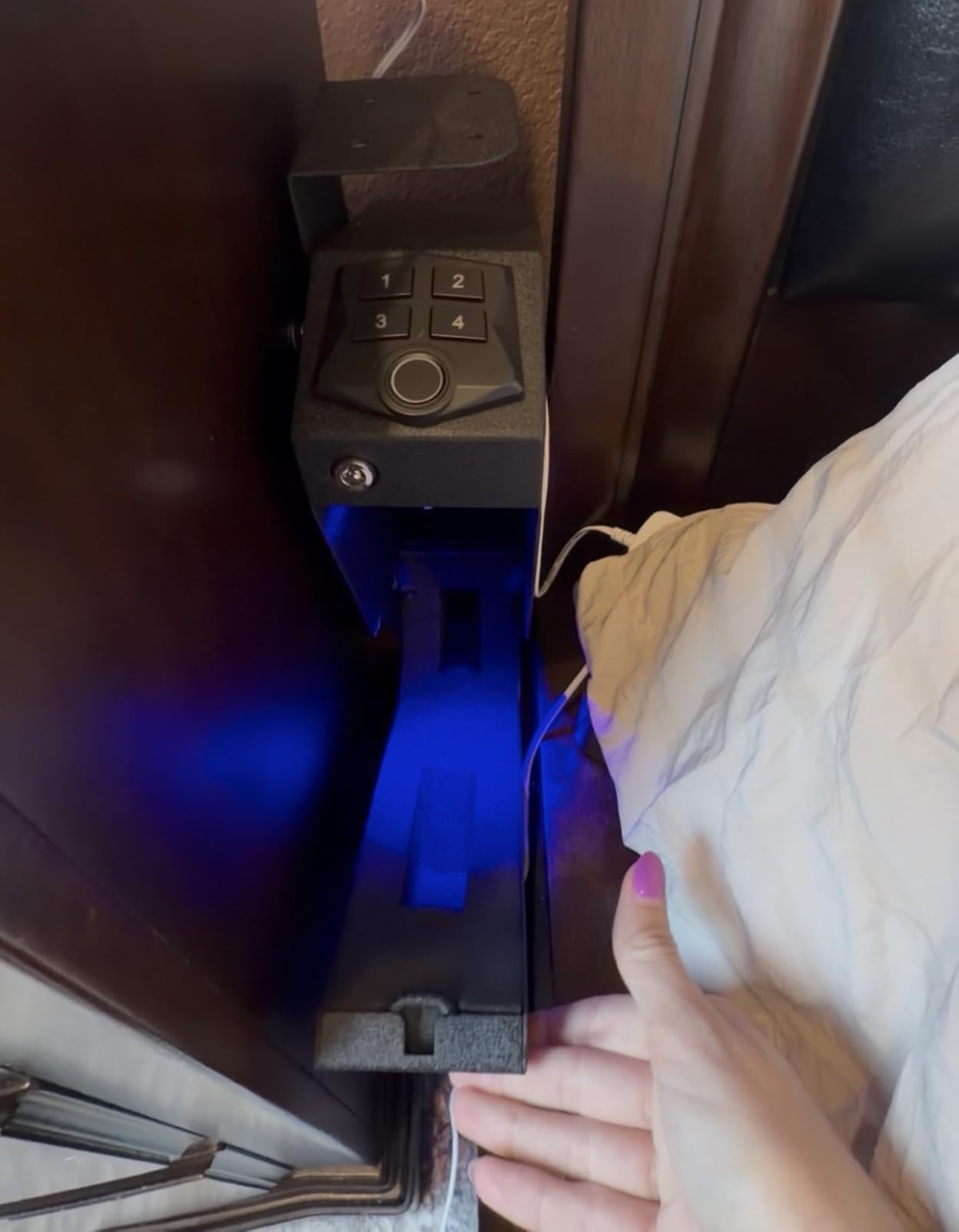 RPNB Bedside Gun Safe for Handgun, Biometric Pistol Safe, Small Handgun Safes | California DOJ Certified, Mounted Handgun Safe, Biometric Fingerprint, Auto Open Lid, 4-Digit PIN Keypad, Nightstand, Desk customer photo 2