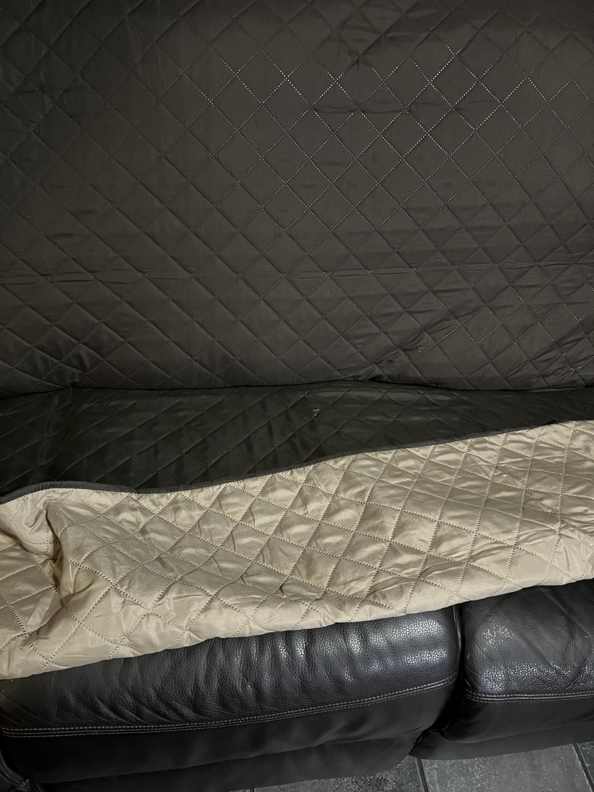 PureFit Reversible Quilted Sofa Cover Dog Couch Covers for Sofa, 66 in | Gray/Light Gray, Water Resistant Couch Protector, Washable Pet Couch Cover with Non Slip and Elastic Straps For Kids customer photo 1