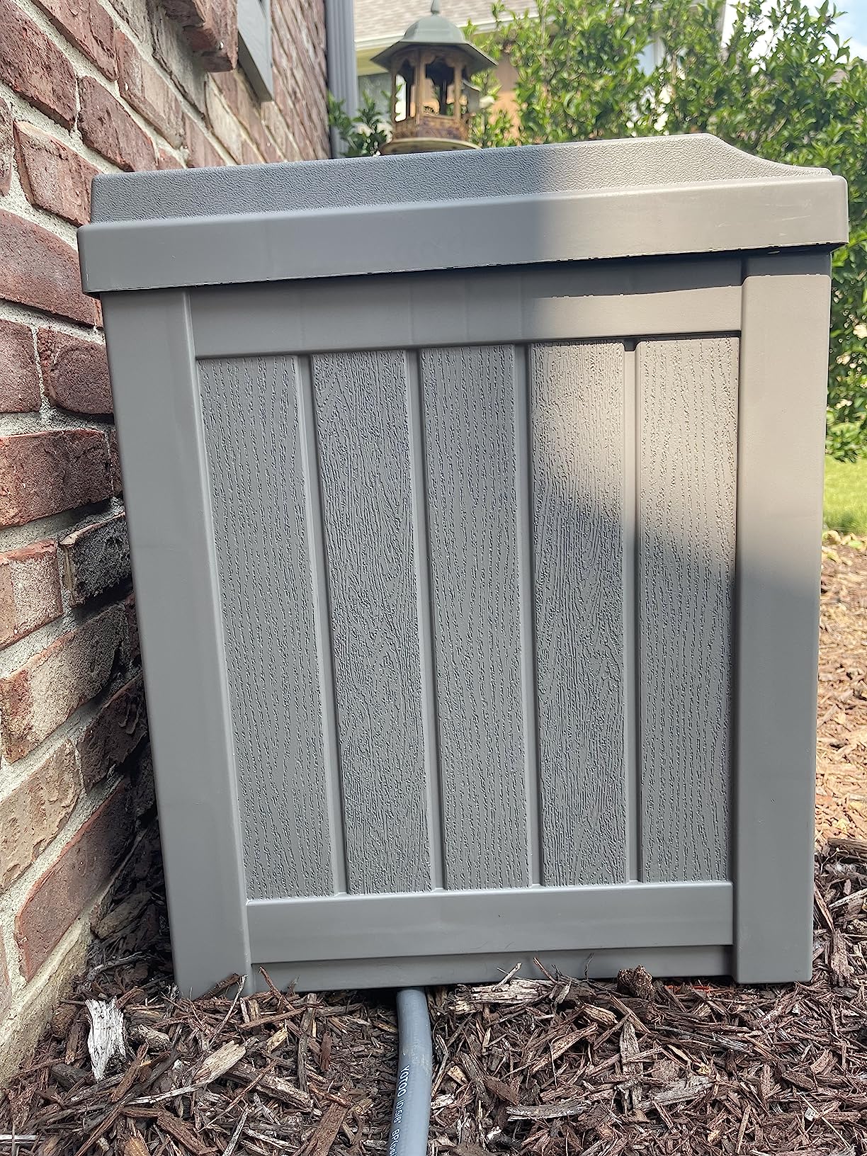 Suncast Outdoor Storage Box - 22 Gallon Stone Gray Resin Outdoor Deck Box with Seat, Weatherproof Patio Storage Bin Container for Keeping Cushions, Tools, & Towels for Pool, Yard, & Garden customer photo 1
