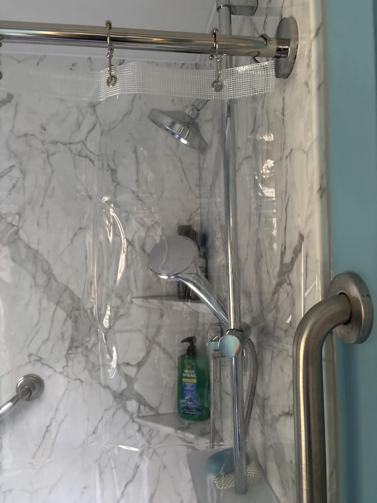 AmazerBath Heavy Duty Shower Curtain Liner 12 Gauge, 72 x 72 Inches Clear Shower Curtain Liner with 3 Clear Stones and 12 Grommet Holes, Weighted Plastic Shower Liner customer photo 1