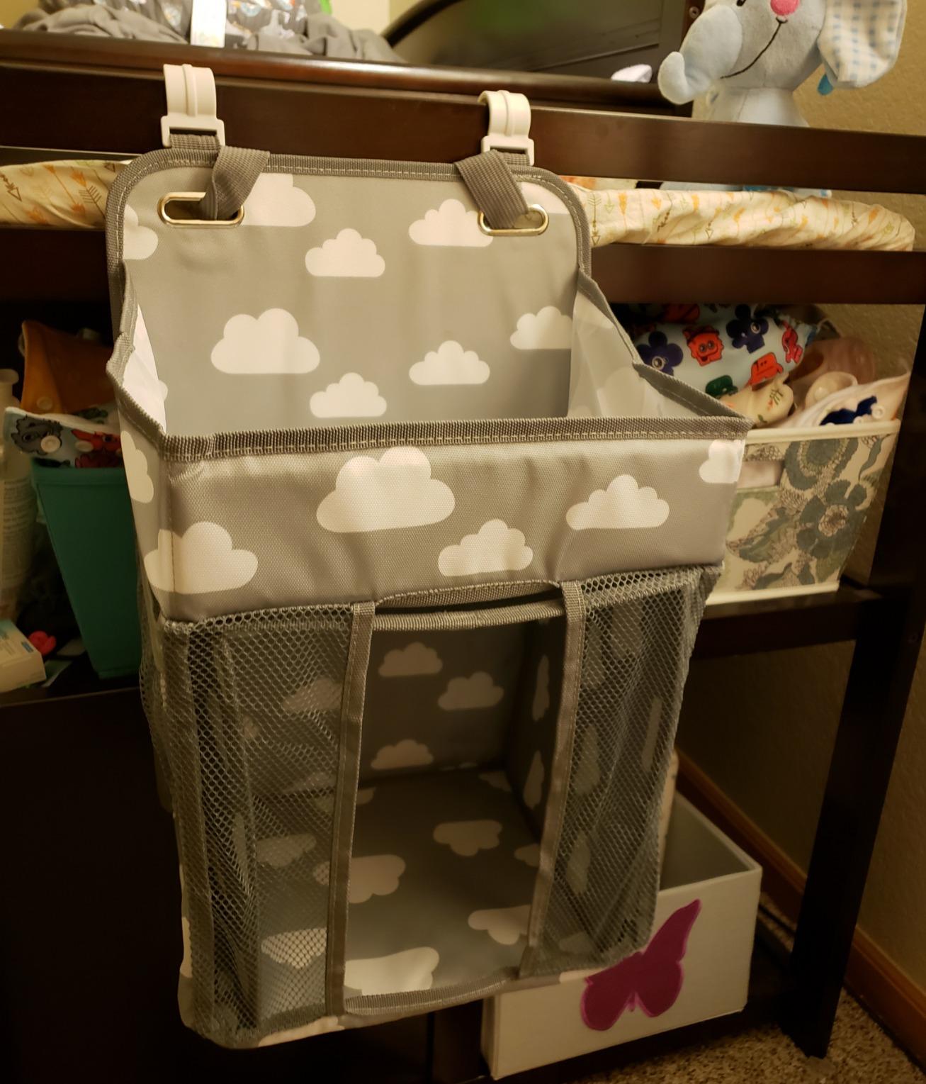 Maliton Changing Table Diaper Organizer - Baby Hanging Diaper Stacker Nursery Caddy Organizer for Cribs Playard Baby Essentials Storage (Gray) customer photo 2