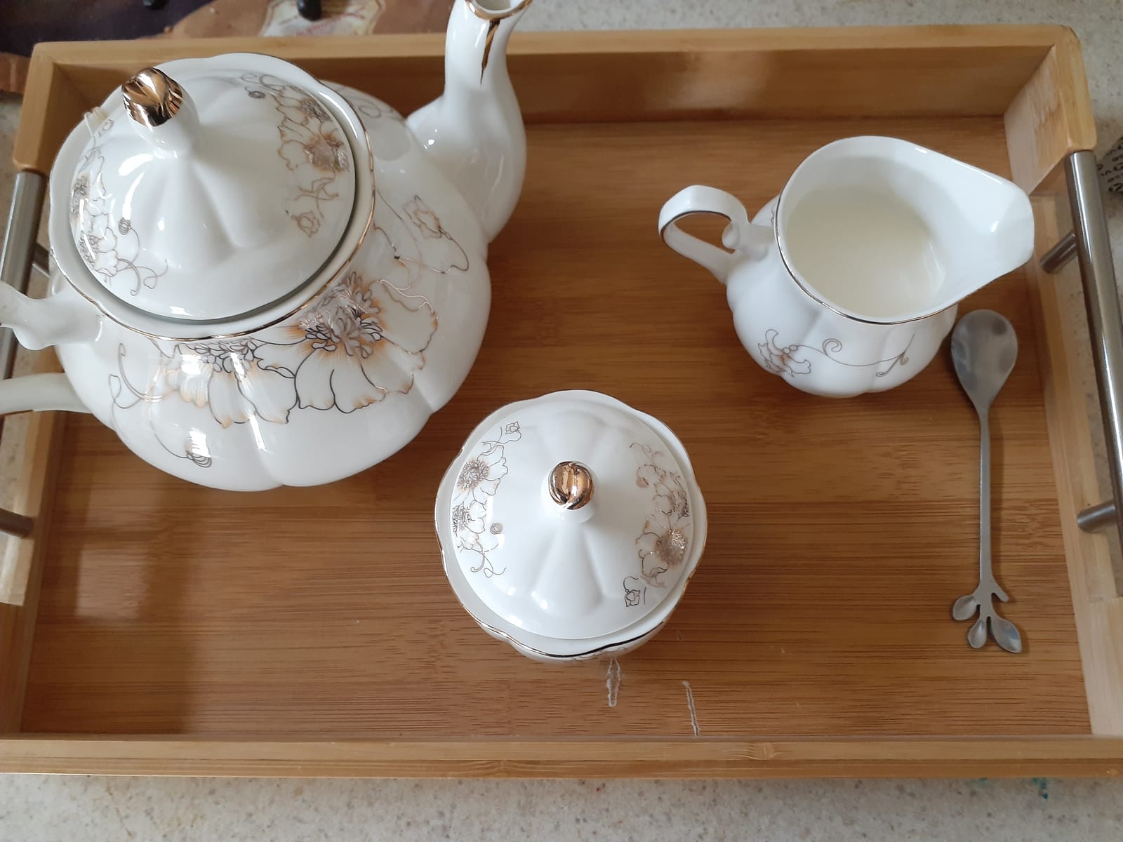 CHENP.HMC Tea Set 22-Piece Porcelain Ceramic Coffee(Chrysanthemum) | Tea Gift Sets Cups Saucer Service for 6 Teapot Sugar Bowl Creamer Pitcher and Teaspoons customer photo 2