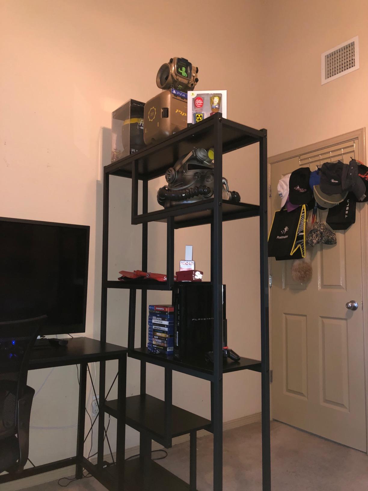 Tribesigns Way to Origin 6-Shelf Modern Bookshelf, Industrial Etagere Bookcase, 69 Inch Tall Storage Display Staggered Shelves with Sturdy Metal Frame, Black customer photo 2