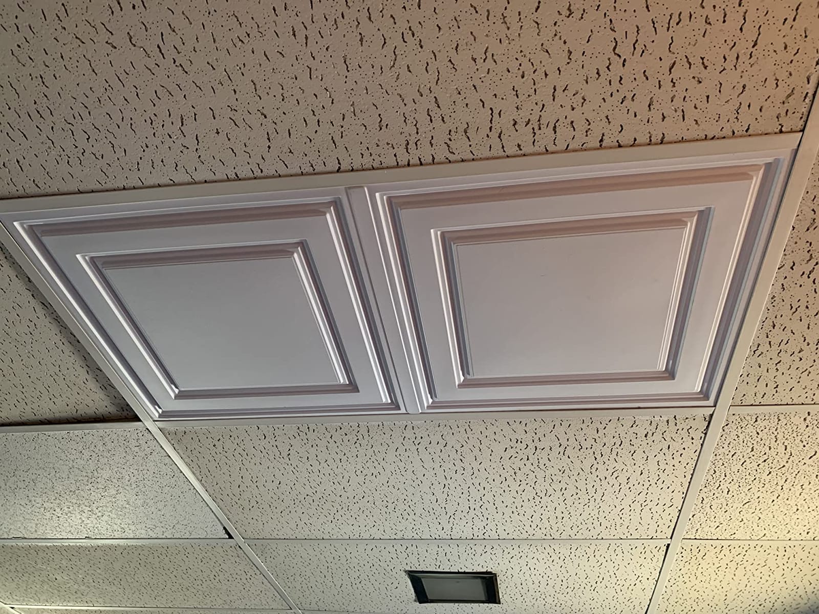 Ceilume Stratford 2x4 Drop Ceiling Tiles - Waterproof, Washable, Fire-Rated PVC - Feather-Light, No Sag - Lay-in for 1