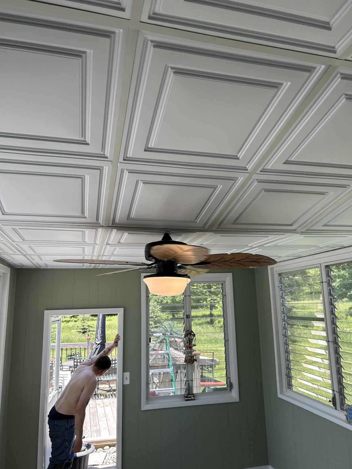 Ceilume Stratford 2x4 Drop Ceiling Tiles - Waterproof, Washable, Fire-Rated PVC - Feather-Light, No Sag - Lay-in for 1