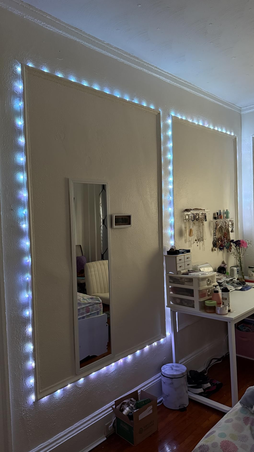 Minetom 33ft Plug in Color Changing Fairy String Lights with Remote | 33ft Flexible Silver Wire, 100 LED Bulbs, 16 Colors, Power Adapter Included, Lovely for Bedroom Indoor Christmas Decoration customer photo 1