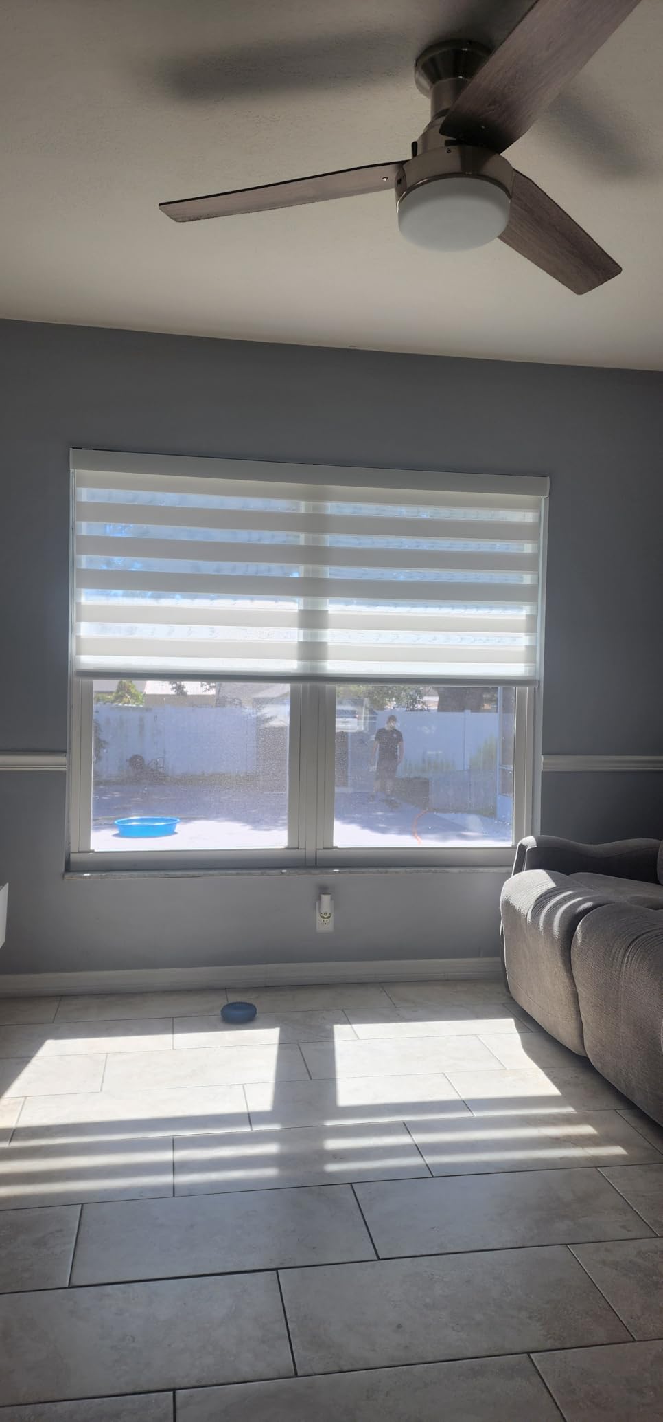 Yoolax Motorized Zebra Blinds with Remote, Room Darkening Smart Blinds | Works with Alexa, Google Home, Apple Home, Electric Dual Layer Shades for Windows Home Office, Privacy Control, Custom Size customer photo 1