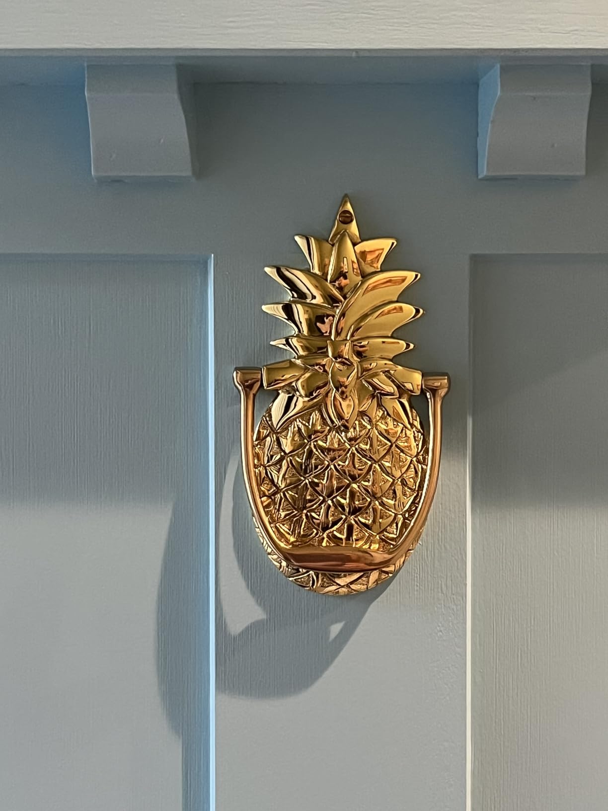 Renovators Supply Manufacturing Door Knockers for Front Door 8 in. Solid Brass Pineapple Shaped Door Knocker with Mounting Hardware customer photo 1