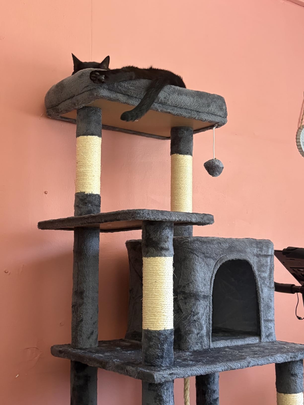 Yaheetech 63in Sturdy Large Cat Tree for Indoor Heavy Cats, Tall Tower with Plush Condo, Hammock, Sisal Scratching Posts, Stable Wide Base customer photo 2