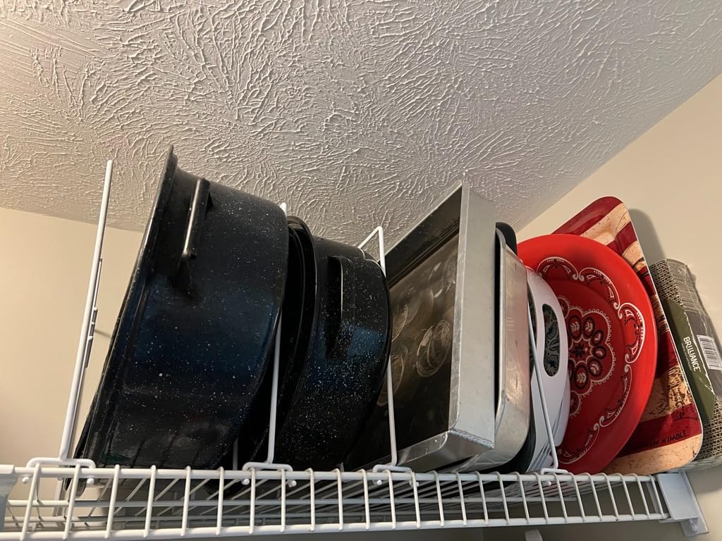 White Wire Shelf Dividers for Closet Organization - 8-Pack - Sturdy and Easy Set-Up Closet Shelf Dividers with Bonus Rose Gold Hanger - 12 inches x 12 inches customer photo 1