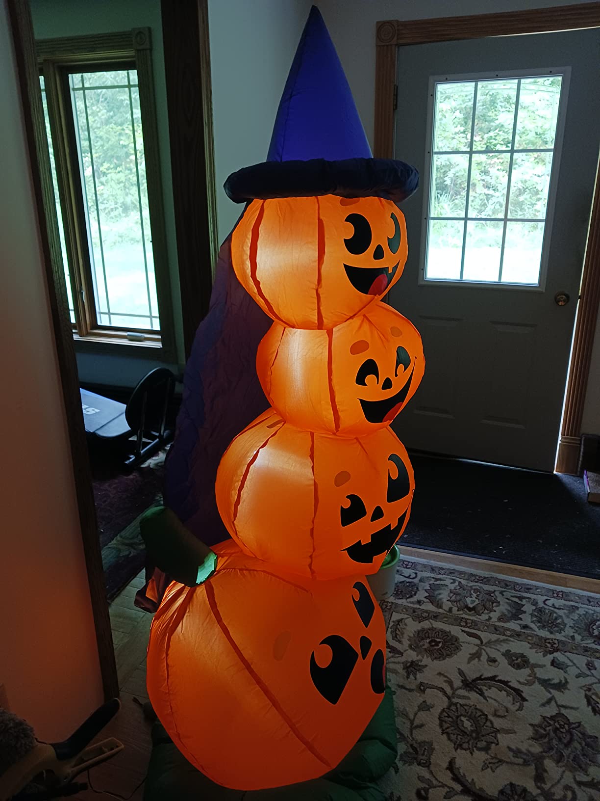 Joiedomi Halloween Stacked Pumpkins Inflatable (6 ft) | Blow Up Yard Decorations Inflatable Pumpkins with Witch Hat with Build-in LEDs, Stacked Pumpkins Blow Ups Halloween Decor customer photo 2