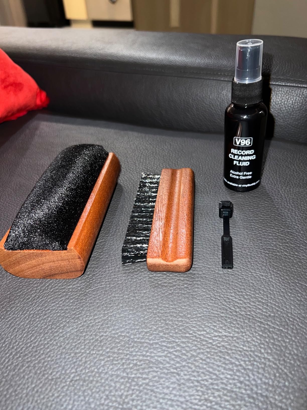 Vinyl Buddy 5-in-1 Vinyl Record Cleaning Kit | Premium Hardwood Velvet & Microfiber Brush, Stylus Brush, Alcohol-Free Solution & Storage Pouch - Clean, Protect & Restore Your LPs customer photo 1