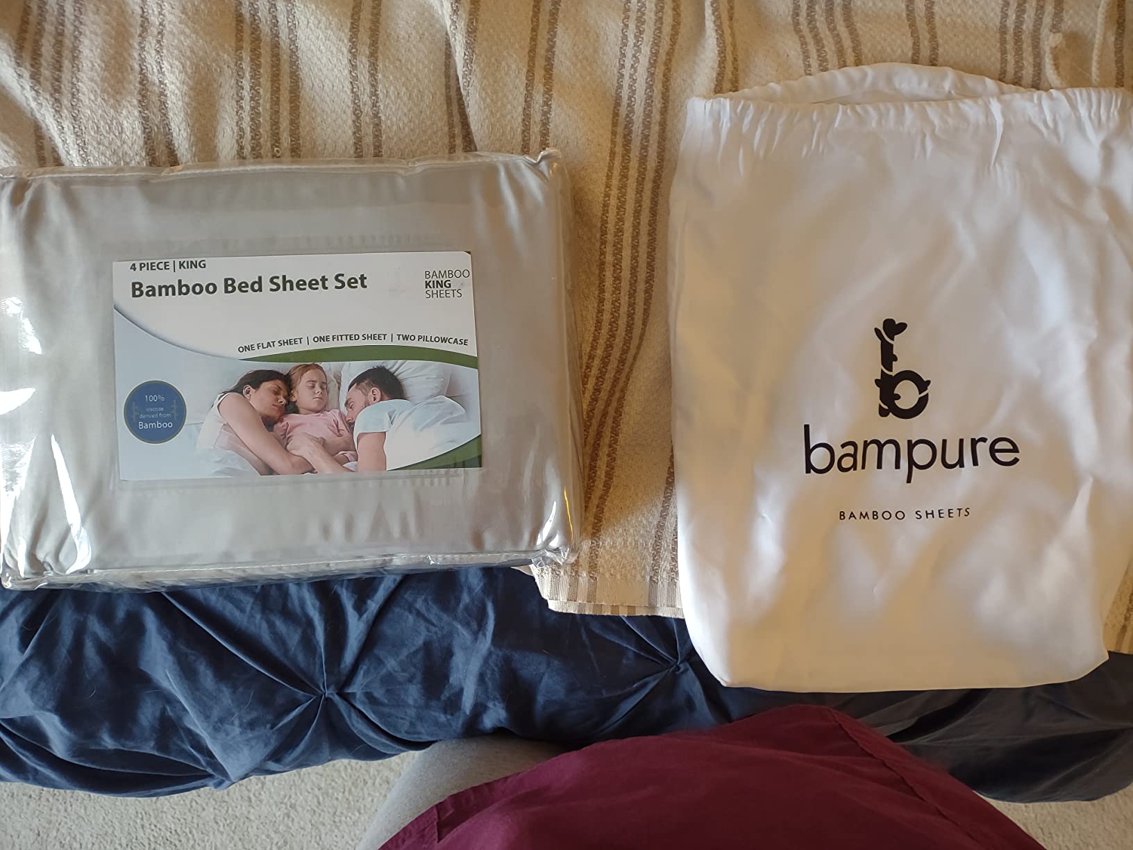 BAMPURE 100% Rayon from Bamboo Sheets Queen Size - 4pc Cooling Sheets Queen | Breathable, Viscose Bamboo Cooling Sheets for Hot Sleepers - up to 16