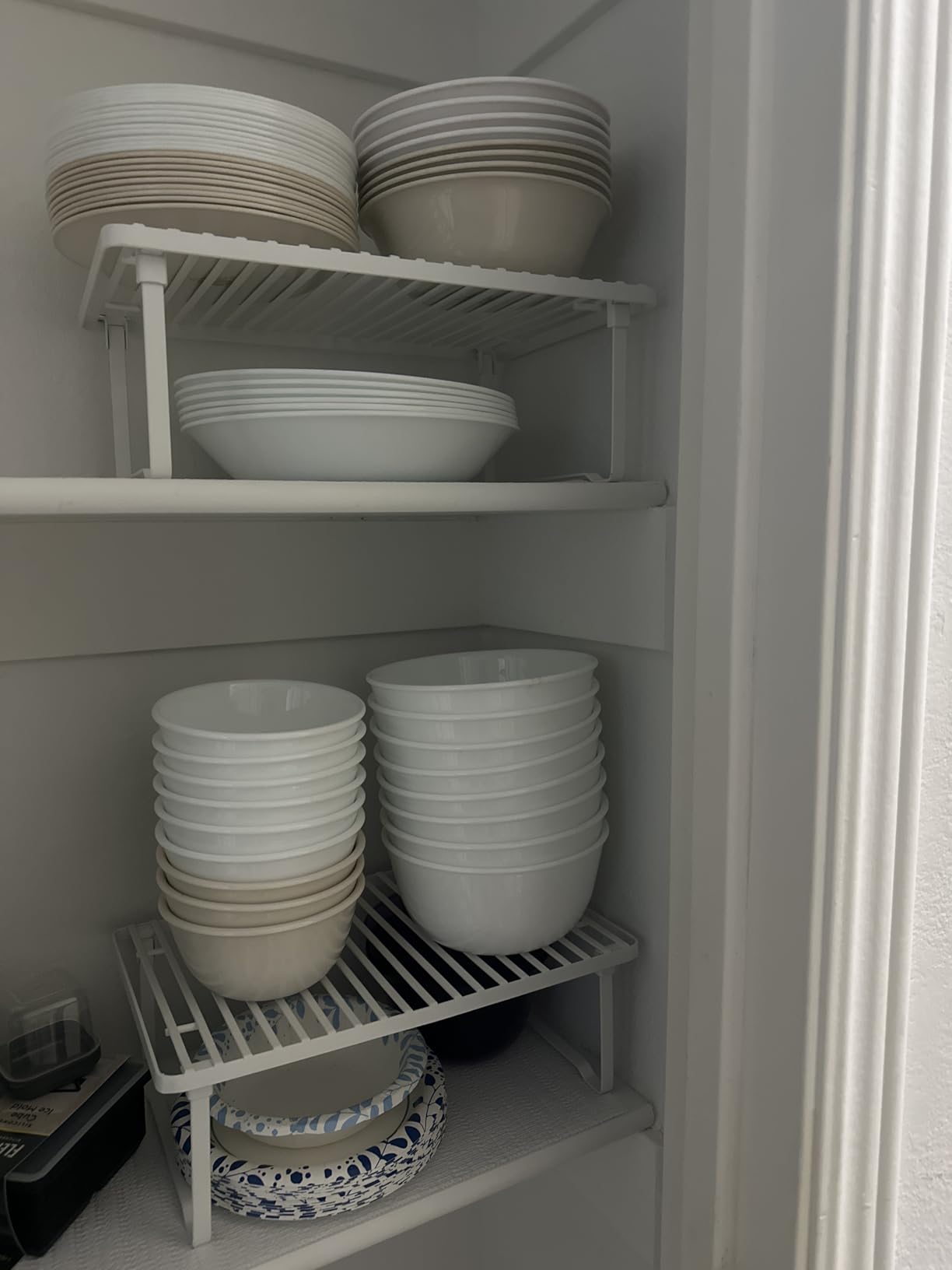 Amazon Basics Space-Saving Stackable Metal Kitchen Cabinet Organizer Shelves for Dishes, Pantry Organization, 12.5