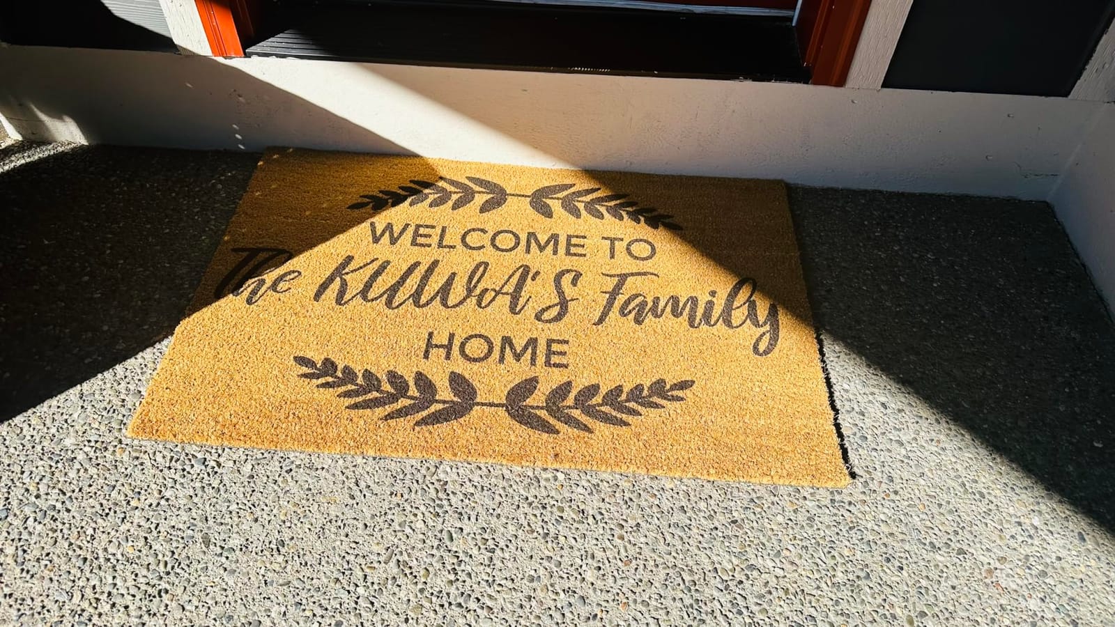 Doormat - Personalized Family Name Welcome Door Mat with Botanical Leaves | Housewarming & Closing Gift, Front Porch Entryway Decor, Rustic Leaf Design, Coir Fiber, New Apartment, House Decor customer photo 1