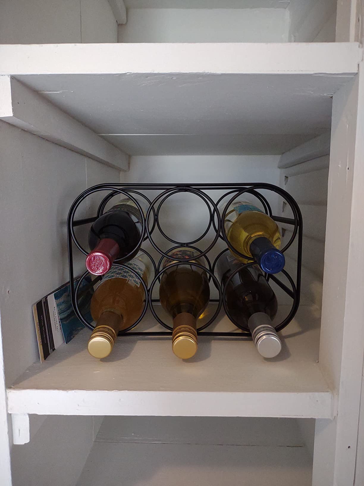 Buruis 6-Bottle Countertop Wine Rack, Metal Wine Bottle Holder, Black | No Assembly Required, Space-Saving Wine Storage, Kitchen Bar Organizer, Red & White Wine Display, Modern Home Decor customer photo 1