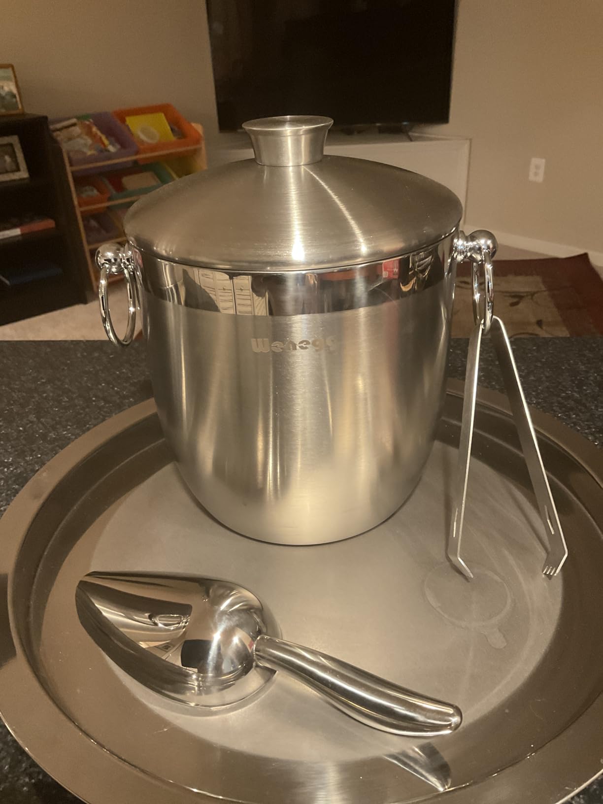 Ice Bucket with Lid, Scoop, Tongs and Strainer - Well Made Insulated Stainless Steel Keep Ice Frozen Longer - Ideal for Cocktail Bar, Parties, Chilling Wine, Champagne - 3 Liter (Stainless Steel) customer photo 1