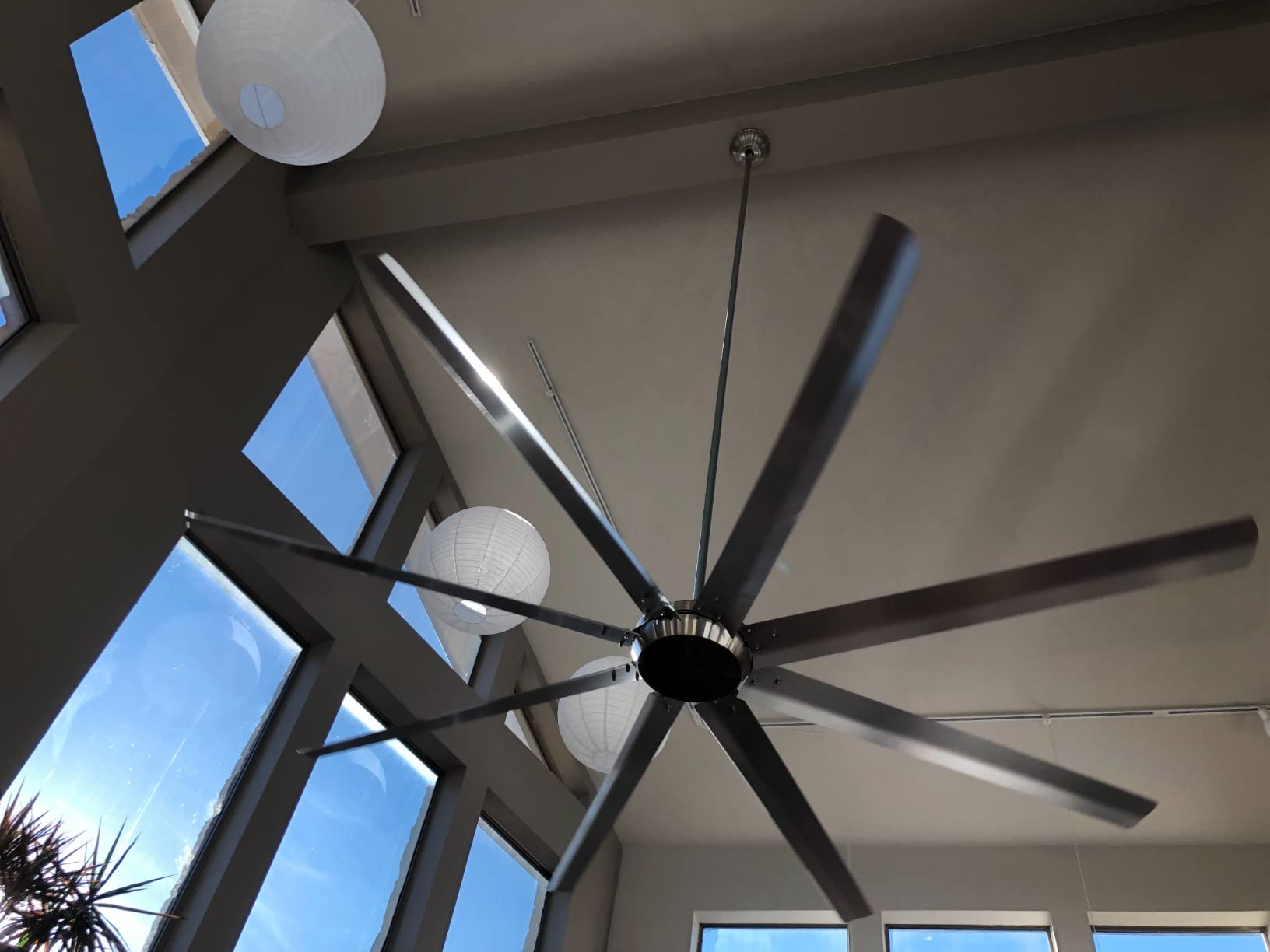 Westinghouse 7224900 HVLS Industrial Ceiling Fan, 100-Inch, Brushed Nickel | Indoor/outdoor rated, Remote control included, High-airflow DC motor, Ideal for warehouses and gyms, Commercial use customer photo 1